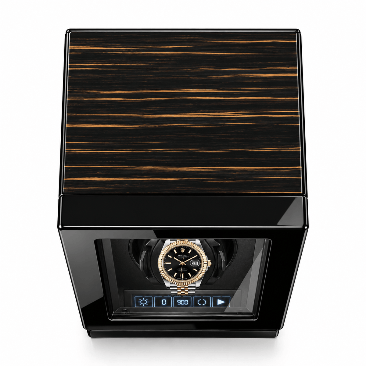 The Time Foundry 1 Slot Watch Winder for Automatic Watches, Wood Grain, Adjustable TPD