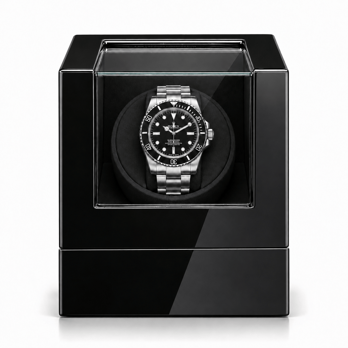 The Time Foundry 1 Slot Watch Winder for Automatic Watches, Piano Black, Japan Motor