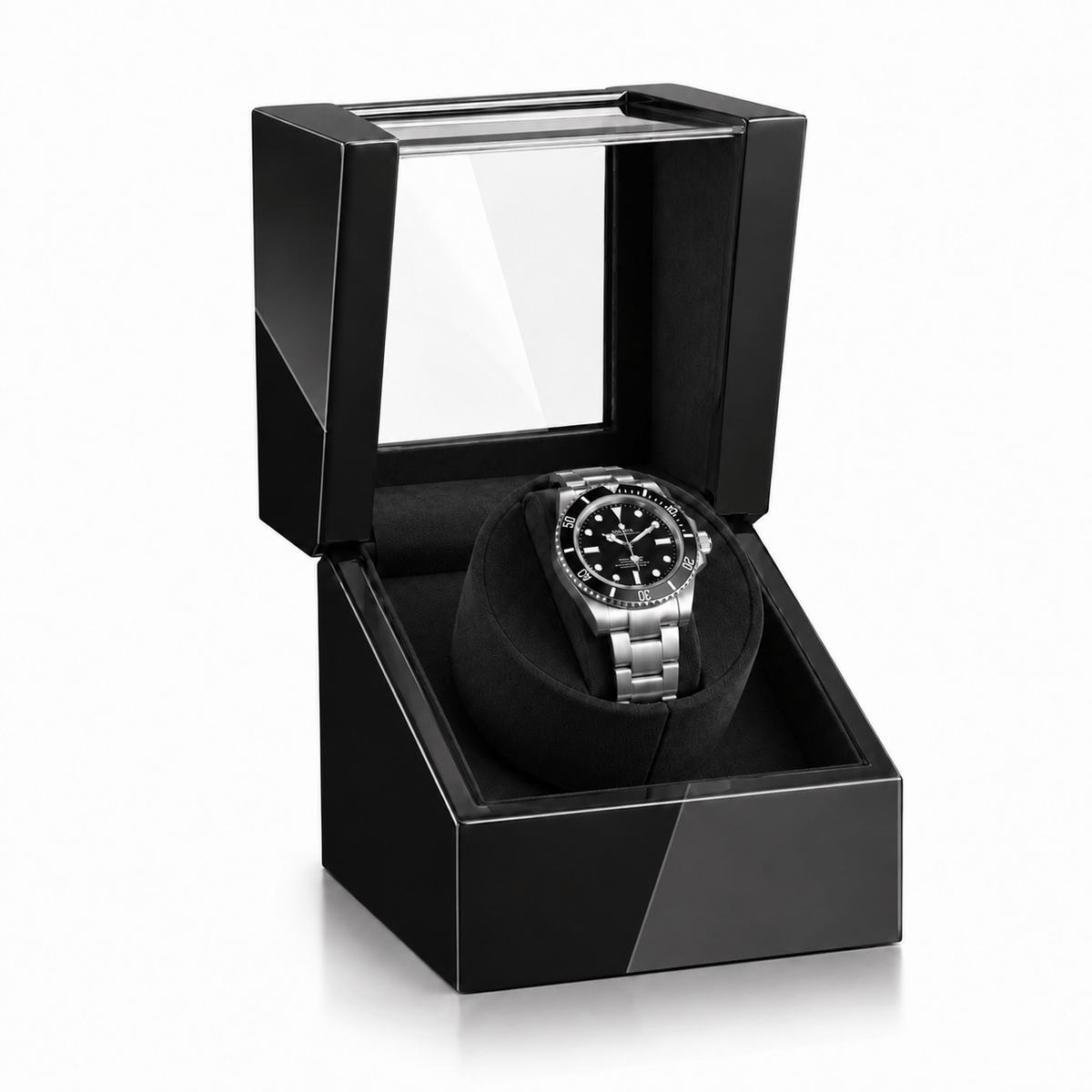 The Time Foundry 1 Slot Watch Winder for Automatic Watches, Piano Black, Japan Motor