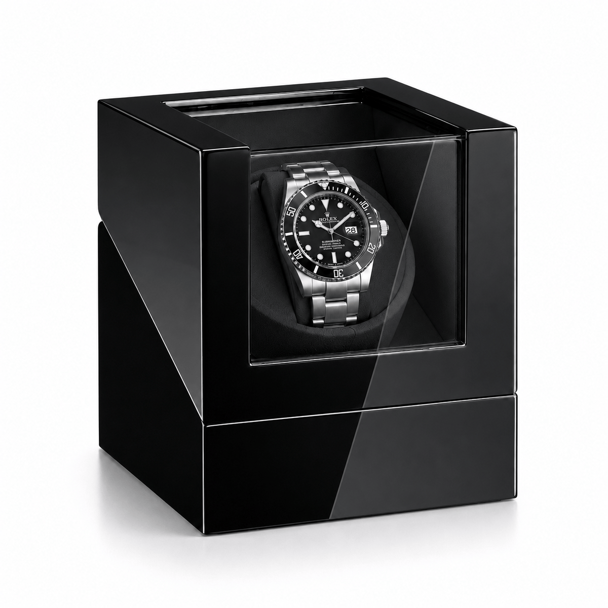 The Time Foundry 1 Slot Watch Winder for Automatic Watches, Piano Black, Japan Motor