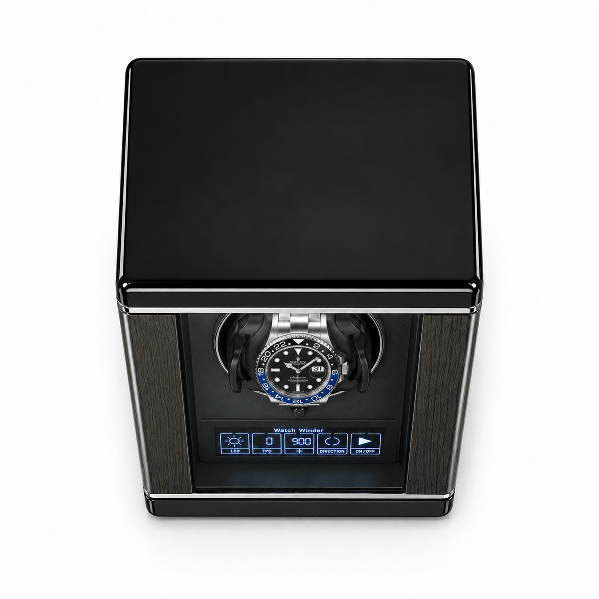 The Time Foundry 1 Slot Watch Winder for Automatic Watches, Piano Black, Japanese Motor