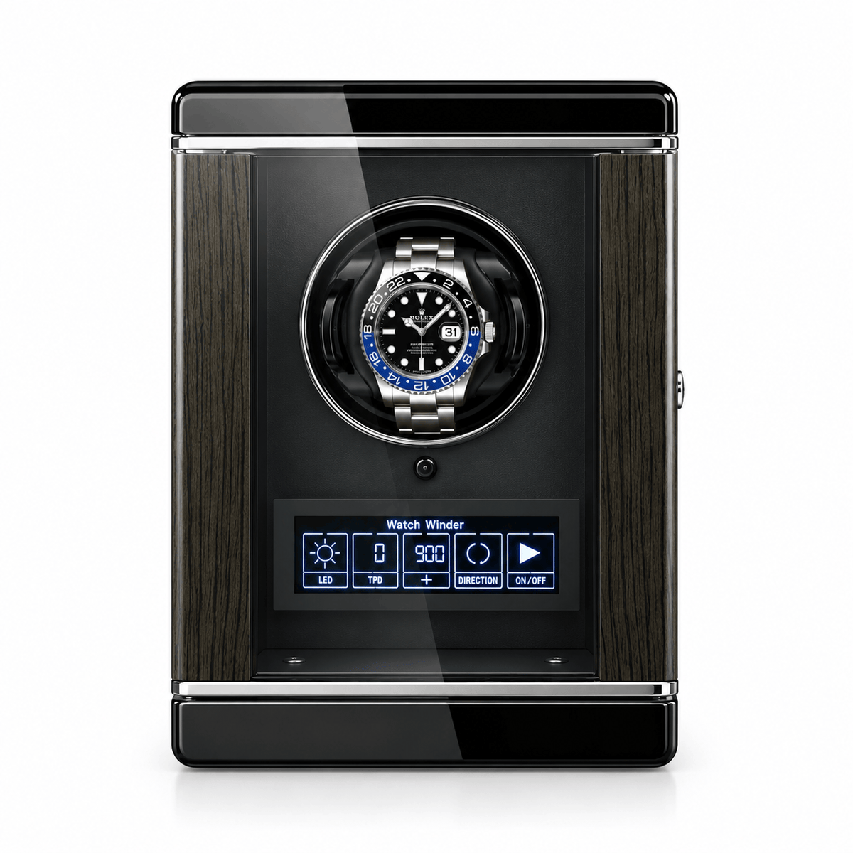 The Time Foundry 1 Slot Watch Winder for Automatic Watches, Piano Black, Japanese Motor