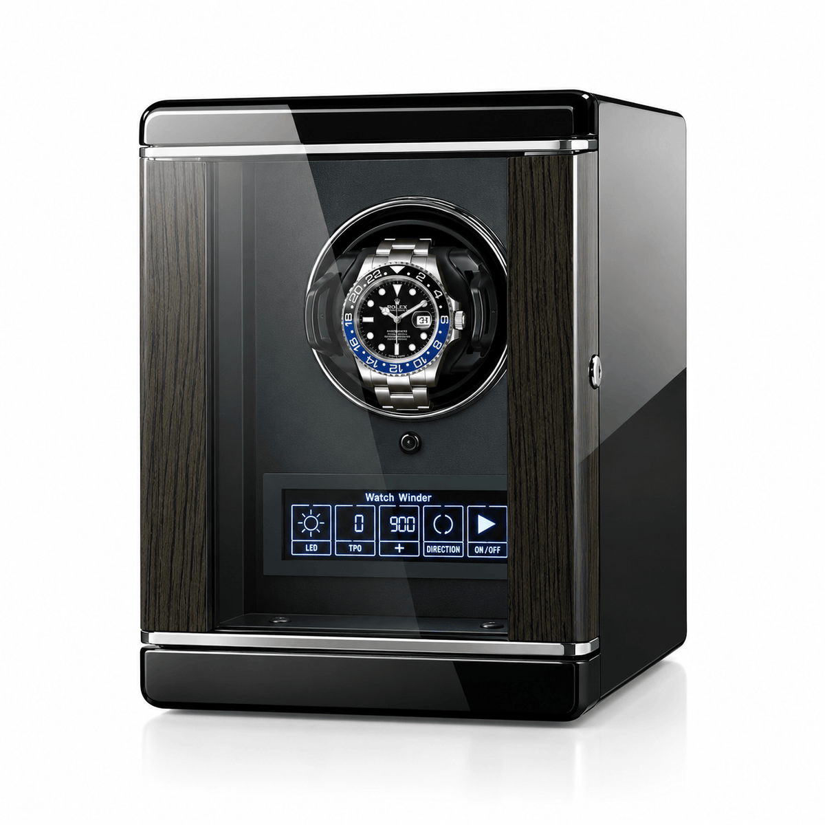 The Time Foundry 1 Slot Watch Winder for Automatic Watches, Piano Black, Japanese Motor