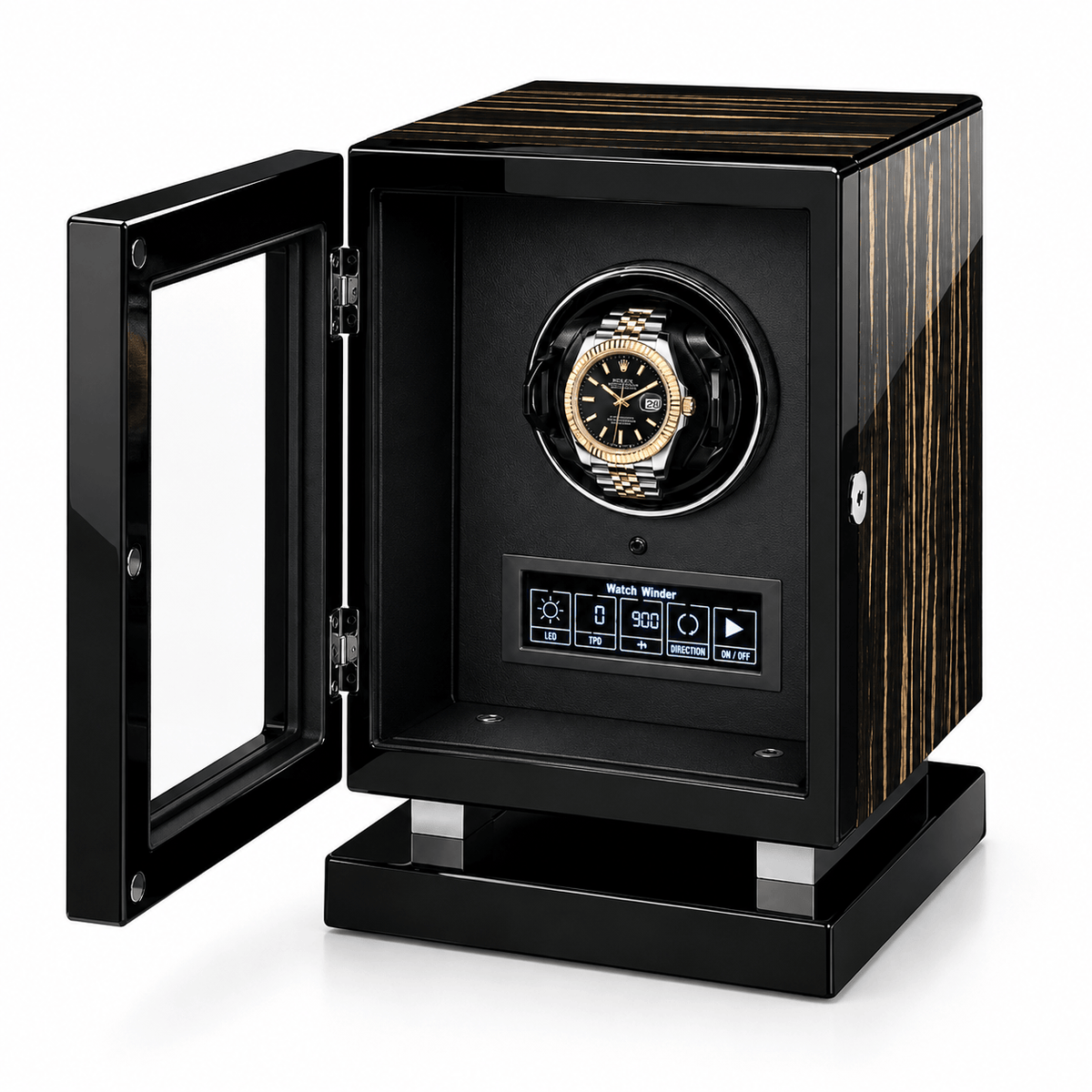 The Time Foundry 1 Slot Watch Winder for Automatic Watches, Wood Grain, Adjustable TPD