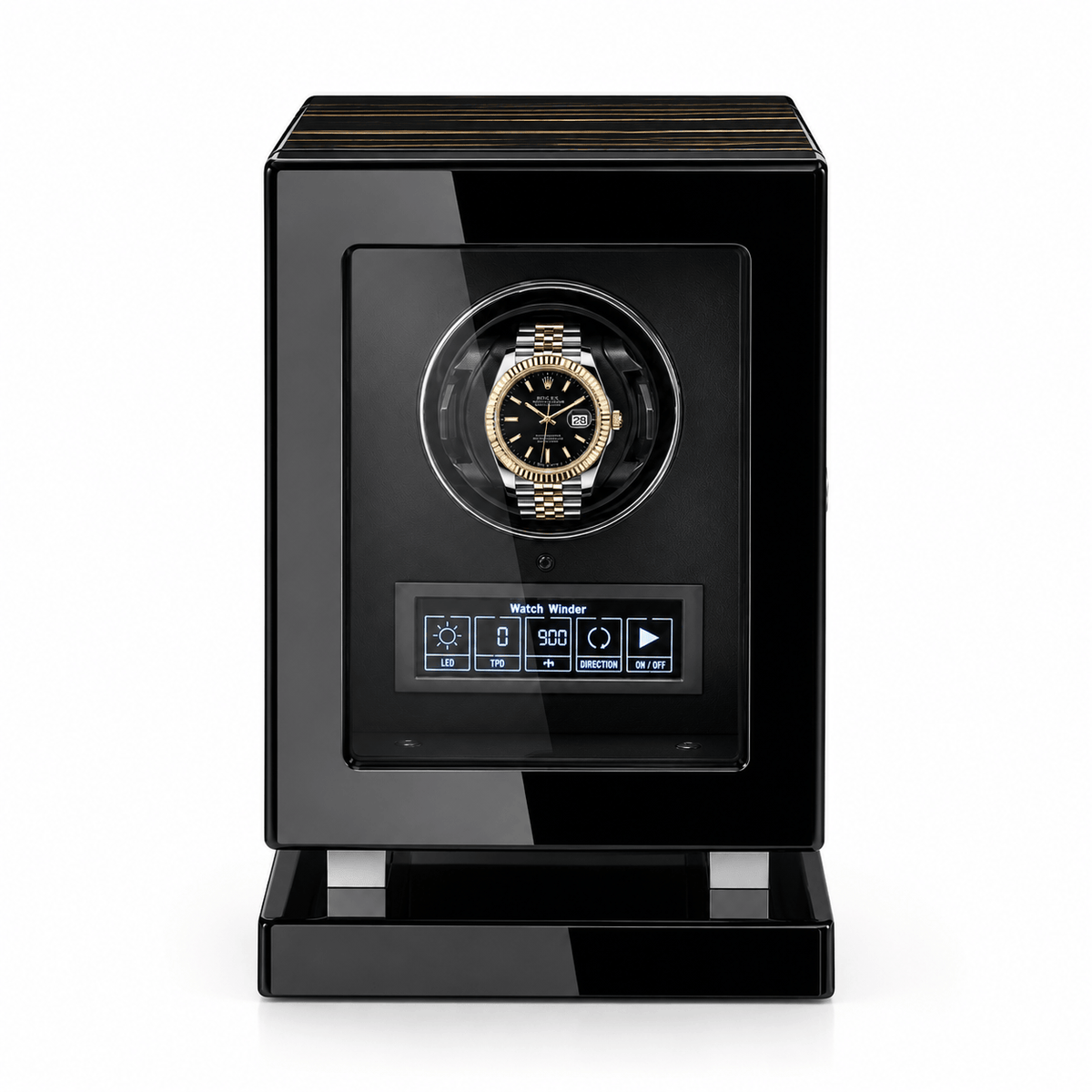 The Time Foundry 1 Slot Watch Winder for Automatic Watches, Wood Grain, Adjustable TPD