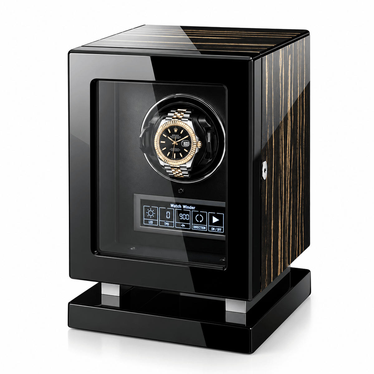 The Time Foundry 1 Slot Watch Winder for Automatic Watches, Wood Grain, Adjustable TPD