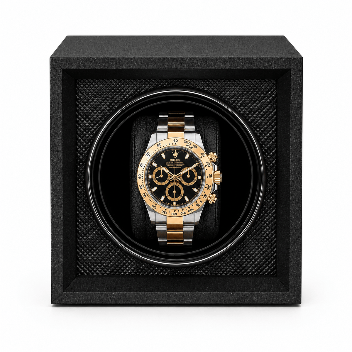 The Time Foundry 1 Slot Watch Winder for Automatic Watches, Wood Grain, USB Powered