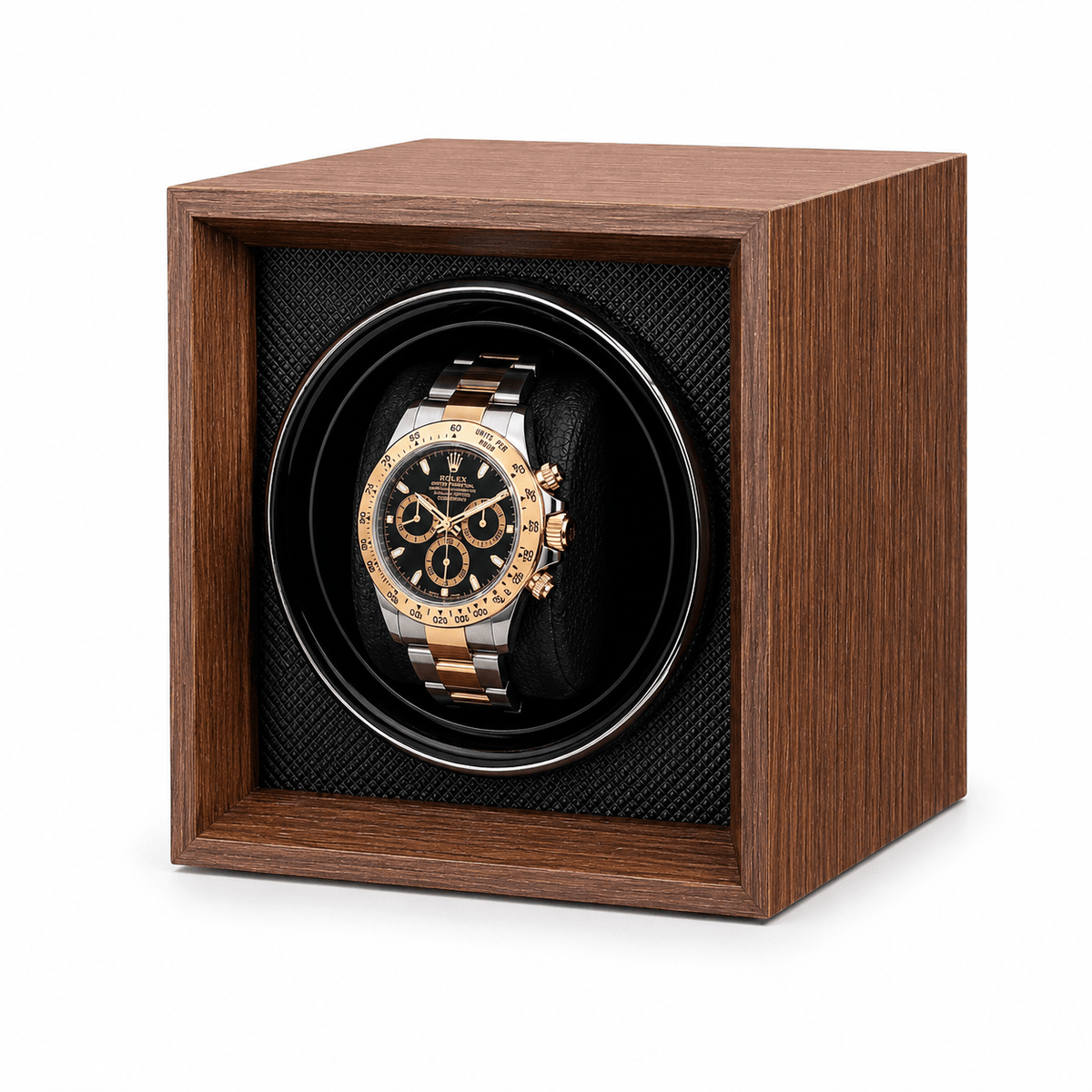 The Time Foundry 1 Slot Watch Winder for Automatic Watches, Wood Grain, USB Powered