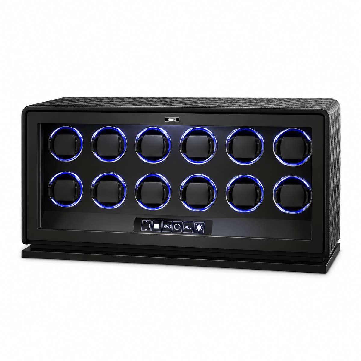 The Time Foundry 12 Slot Watch Winder for Automatic Watches, Dark Green, 12-Point Motor