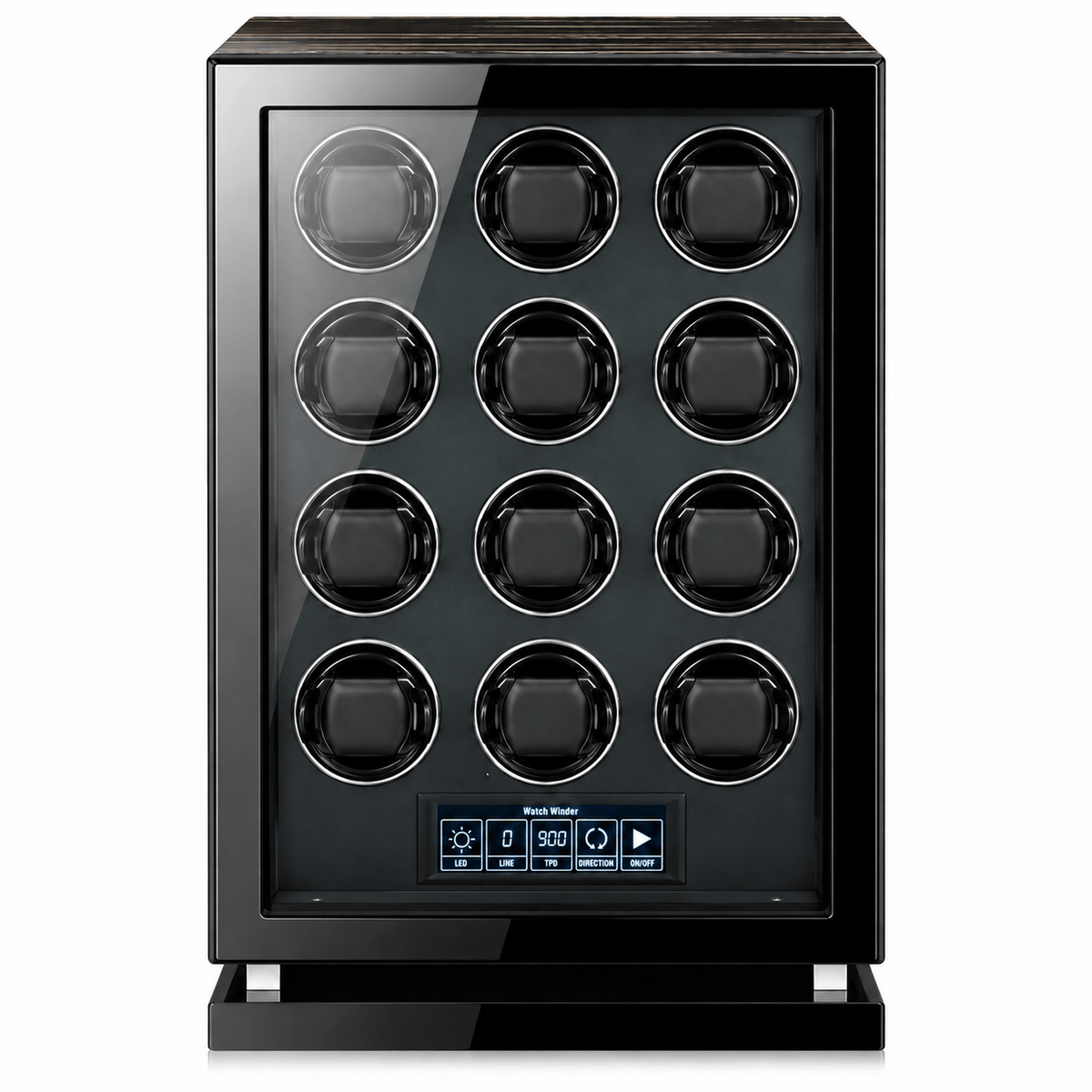 The Time Foundry 12 Slot Watch Winder for Automatic Watches, Wood Grain, Adjustable TPD