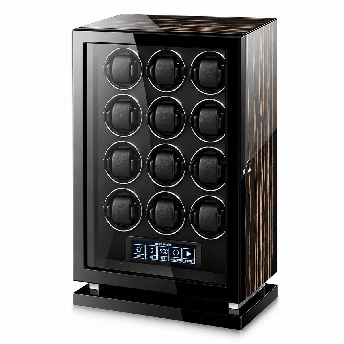 The Time Foundry 12 Slot Watch Winder for Automatic Watches, Wood Grain, Adjustable TPD
