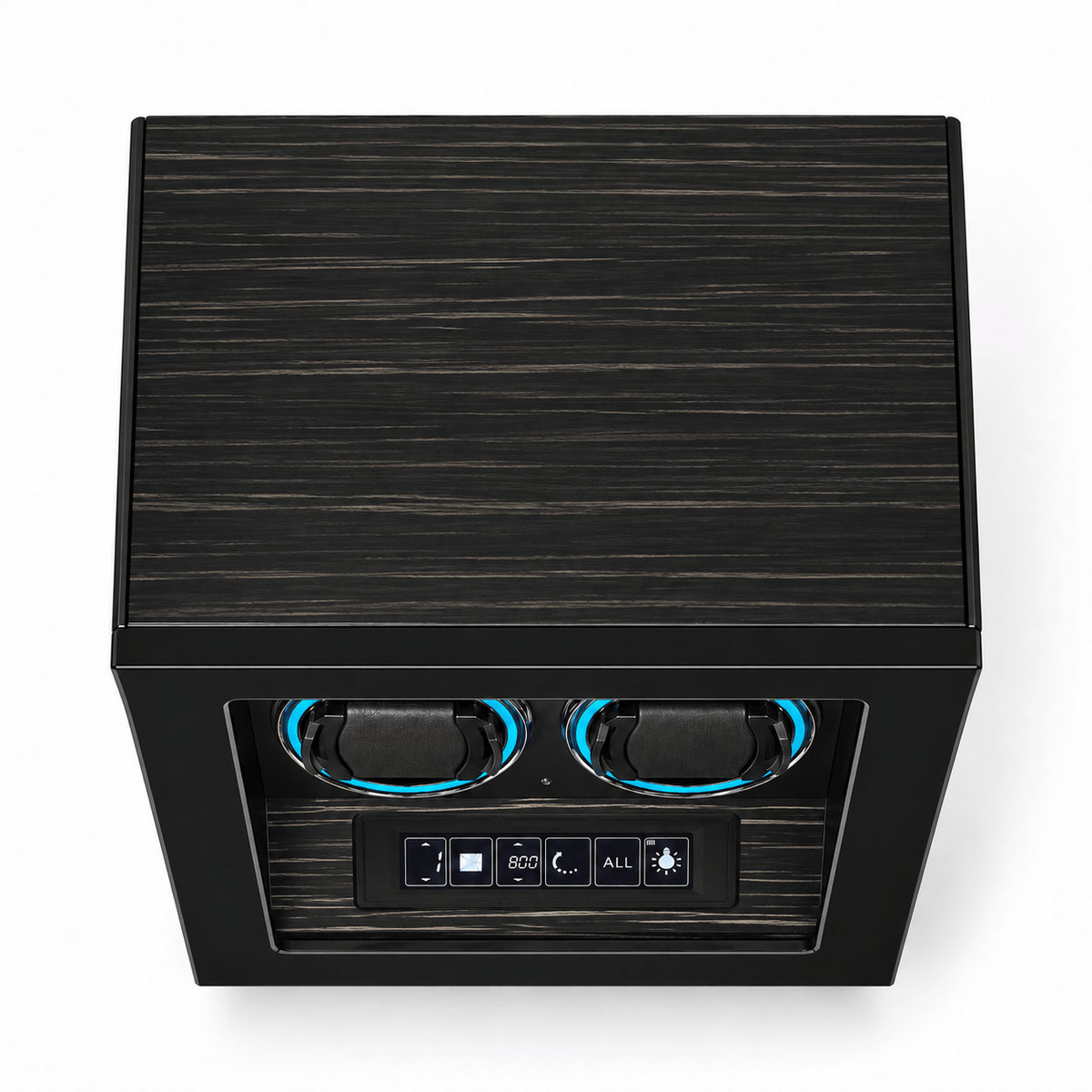 The Time Foundry 2 Slot Watch Winder for Automatic Watches, Black Wood, 12-Point Motor