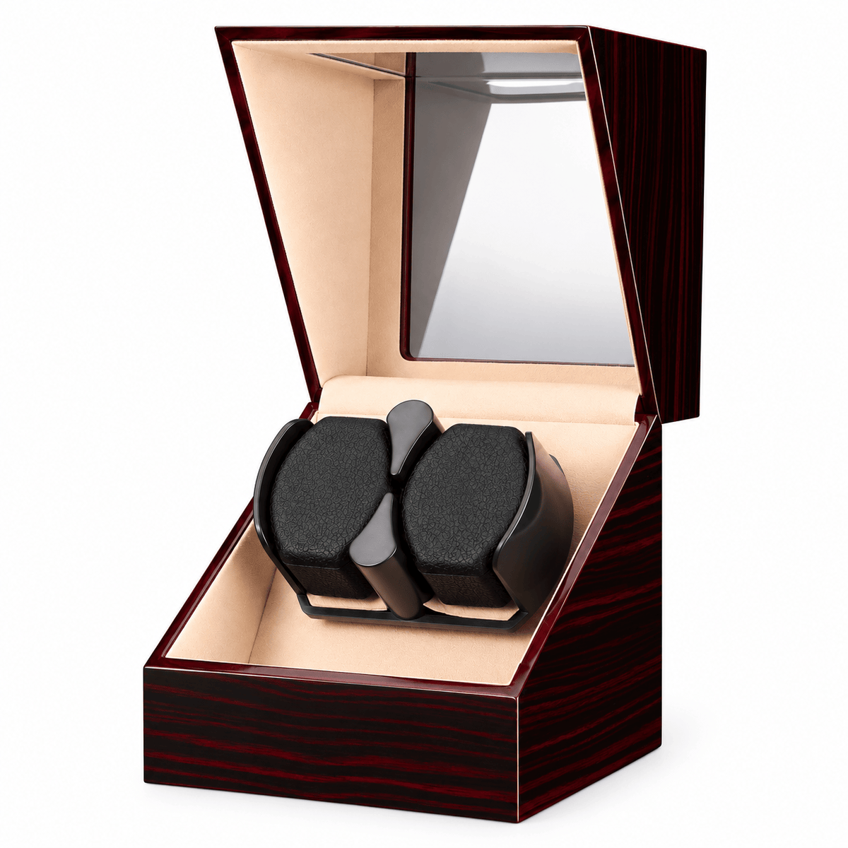 The Time Foundry 2 Slot Watch Winder for Automatic Watches, Ebony, Bidirectional Rotation