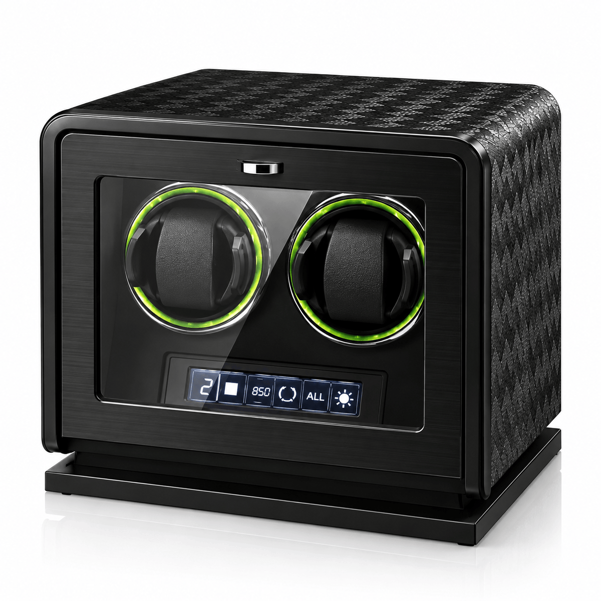 The Time Foundry 2 Slot Watch Winder for Automatic Watches, Leather, Touchscreen, Remote