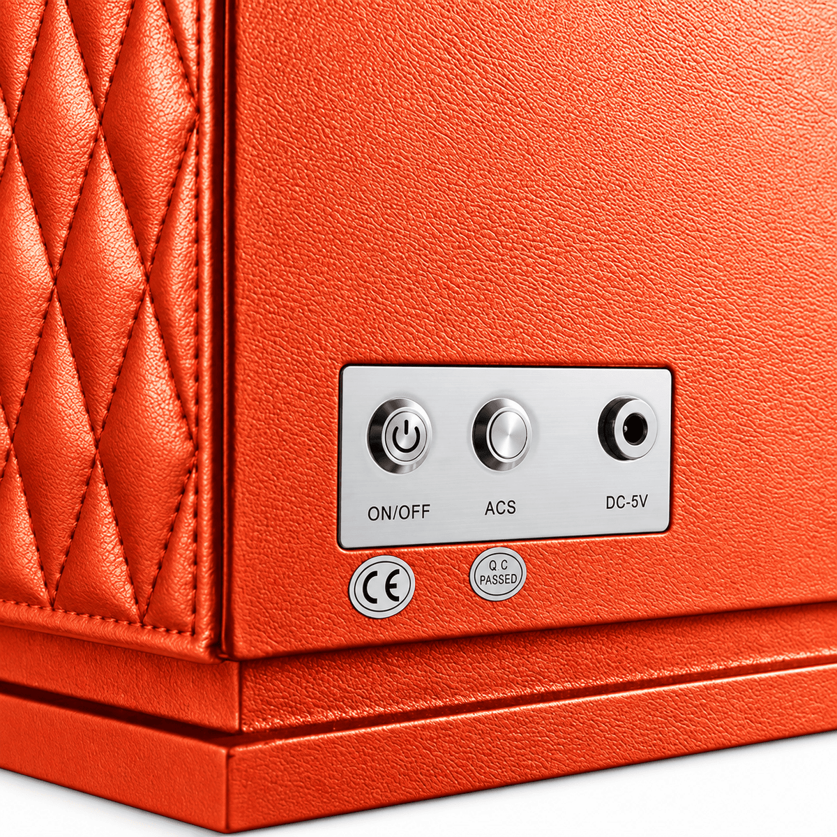 The Time Foundry 2 Slot Watch Winder for Automatic Watches, Orange Leather, 12-Point Motor