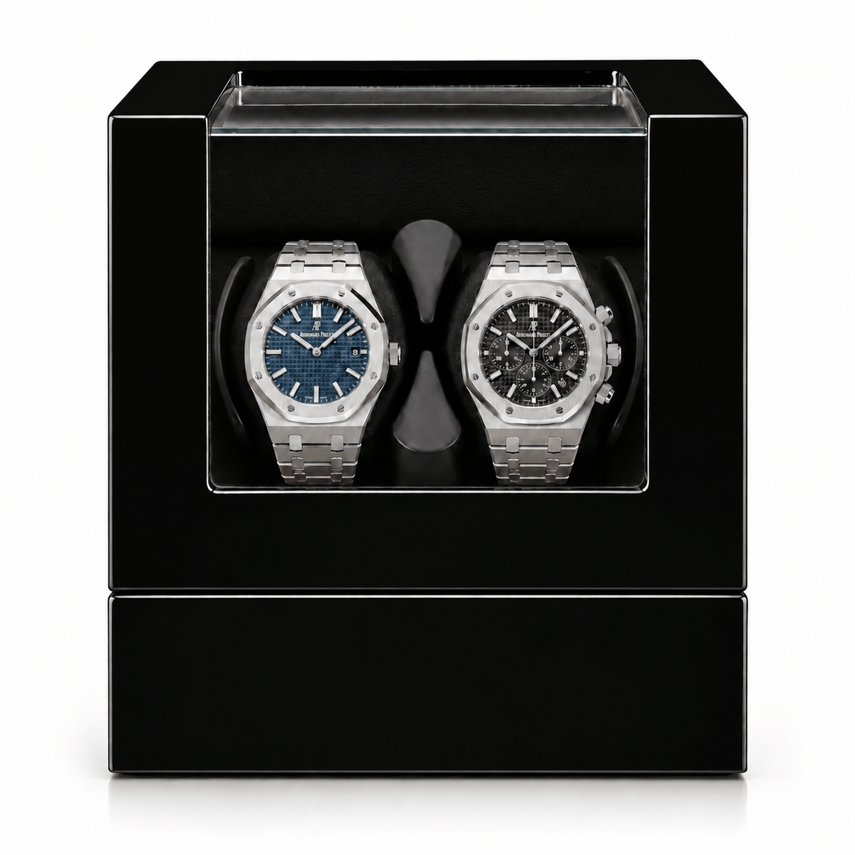 The Time Foundry 2 Slot Watch Winder for Automatic Watches, Piano Black, Bidirectional