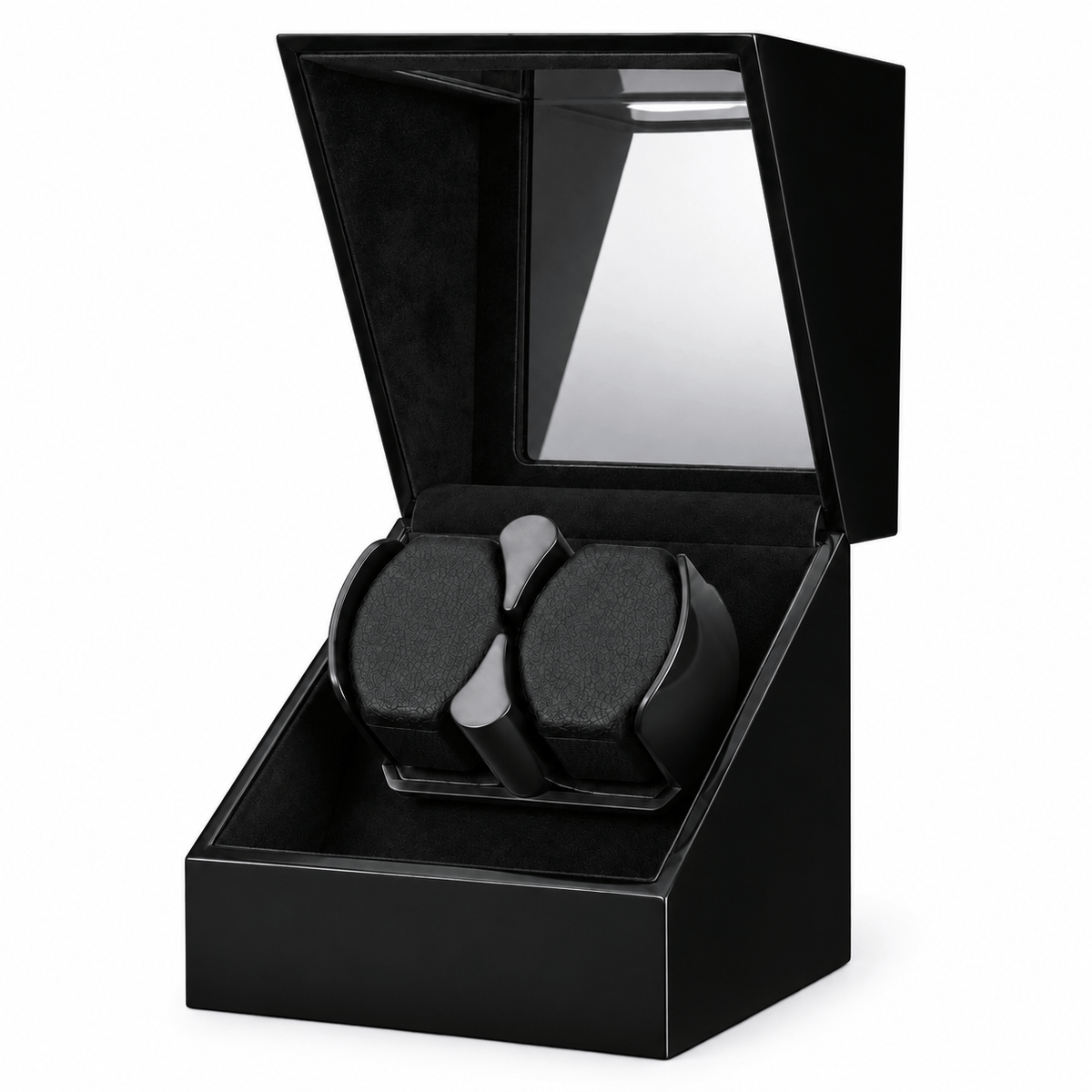 The Time Foundry 2 Slot Watch Winder for Automatic Watches, Piano Black, Bidirectional