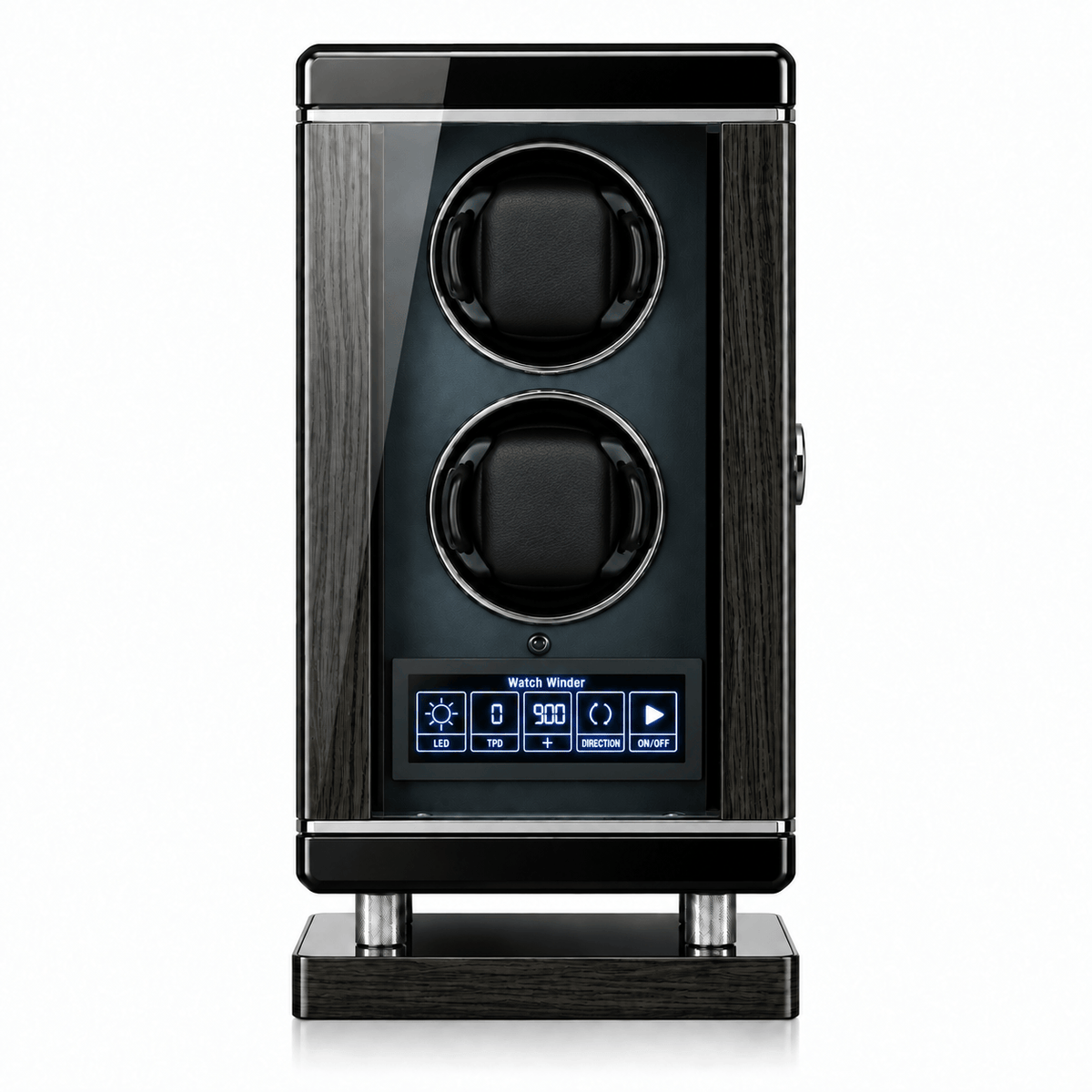 The Time Foundry 2 Slot Watch Winder for Automatic Watches, Piano Black, Japanese Motor