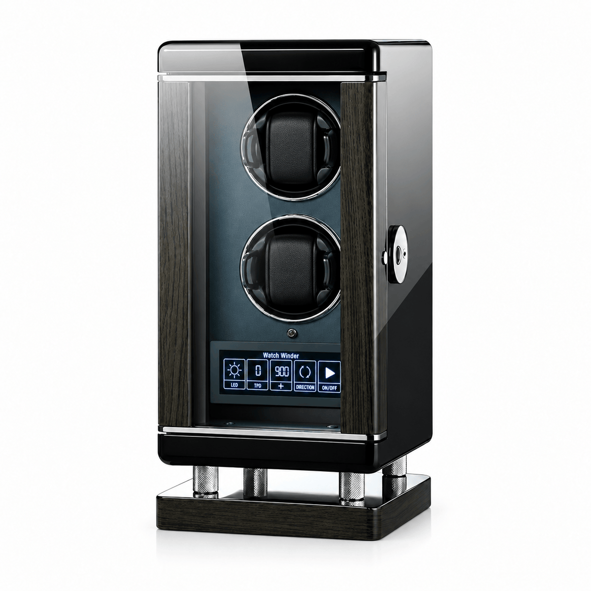 The Time Foundry 2 Slot Watch Winder for Automatic Watches, Piano Black, Japanese Motor