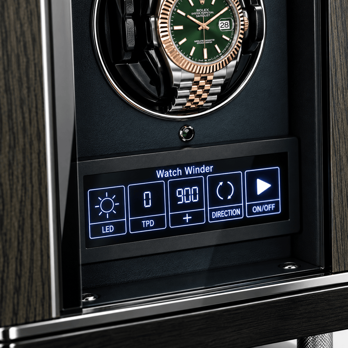 The Time Foundry 2 Slot Watch Winder for Automatic Watches, Piano Black, Japanese Motor