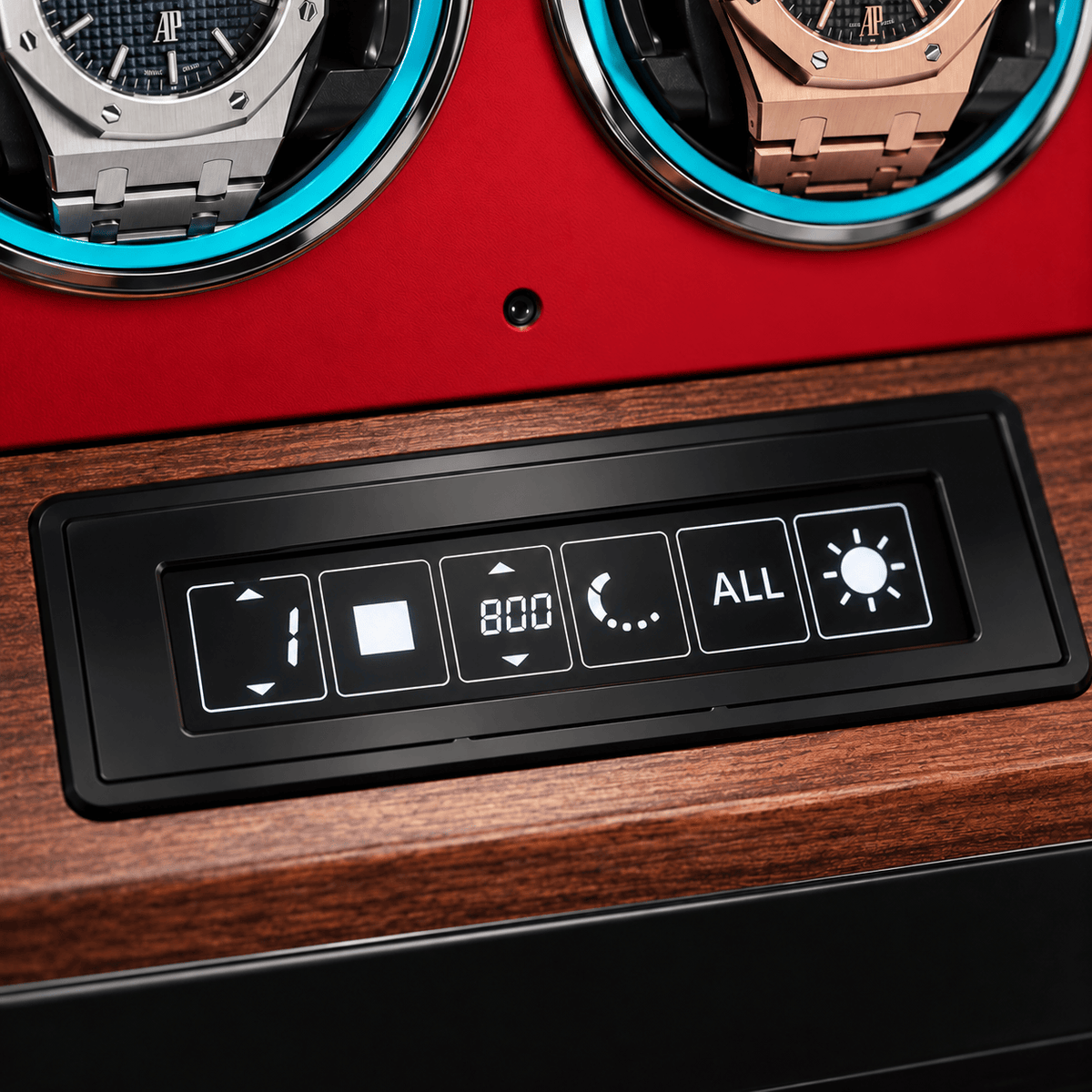The Time Foundry 2 Slot Watch Winder for Automatic Watches, Rosewood with Red Interior