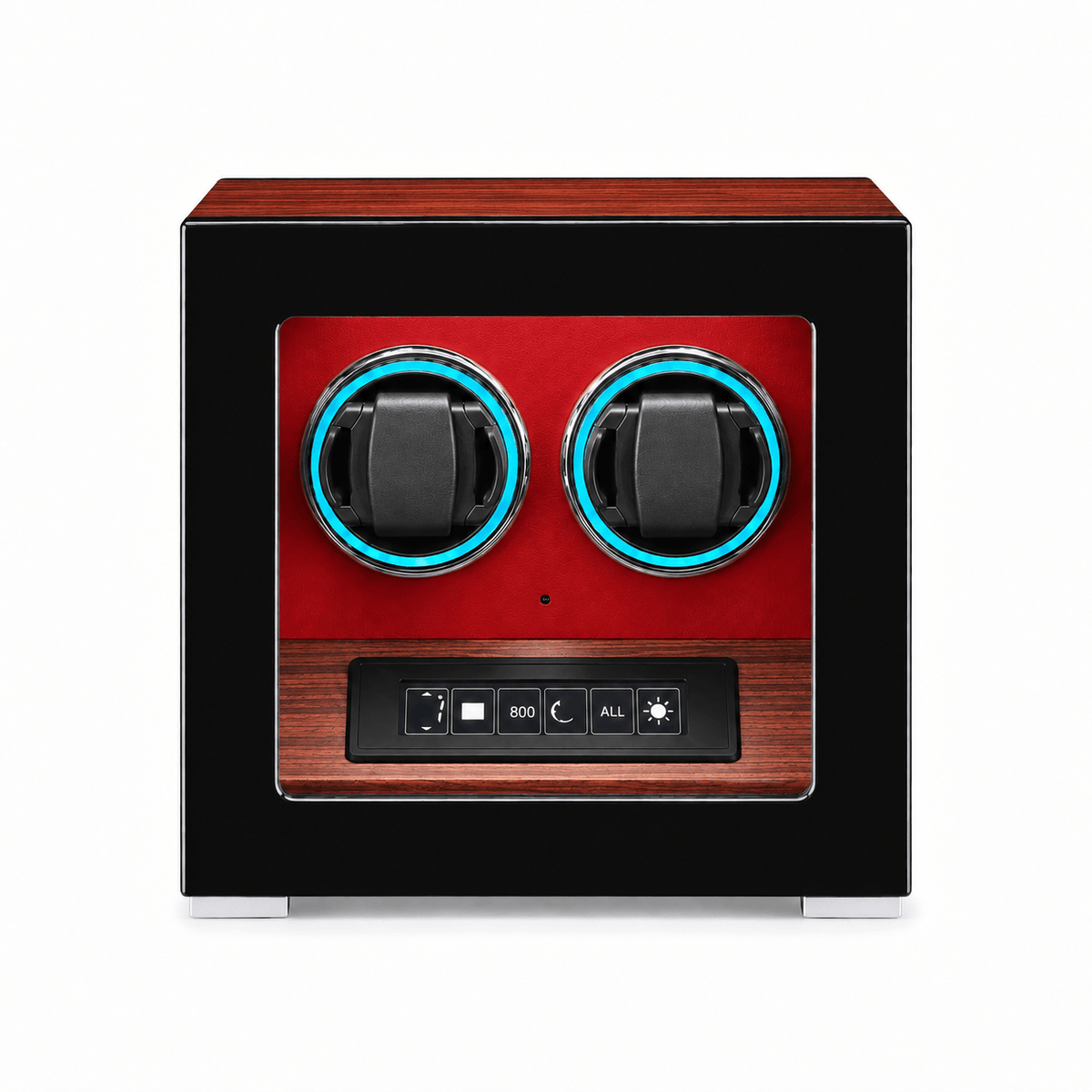 The Time Foundry 2 Slot Watch Winder for Automatic Watches, Rosewood with Red Interior
