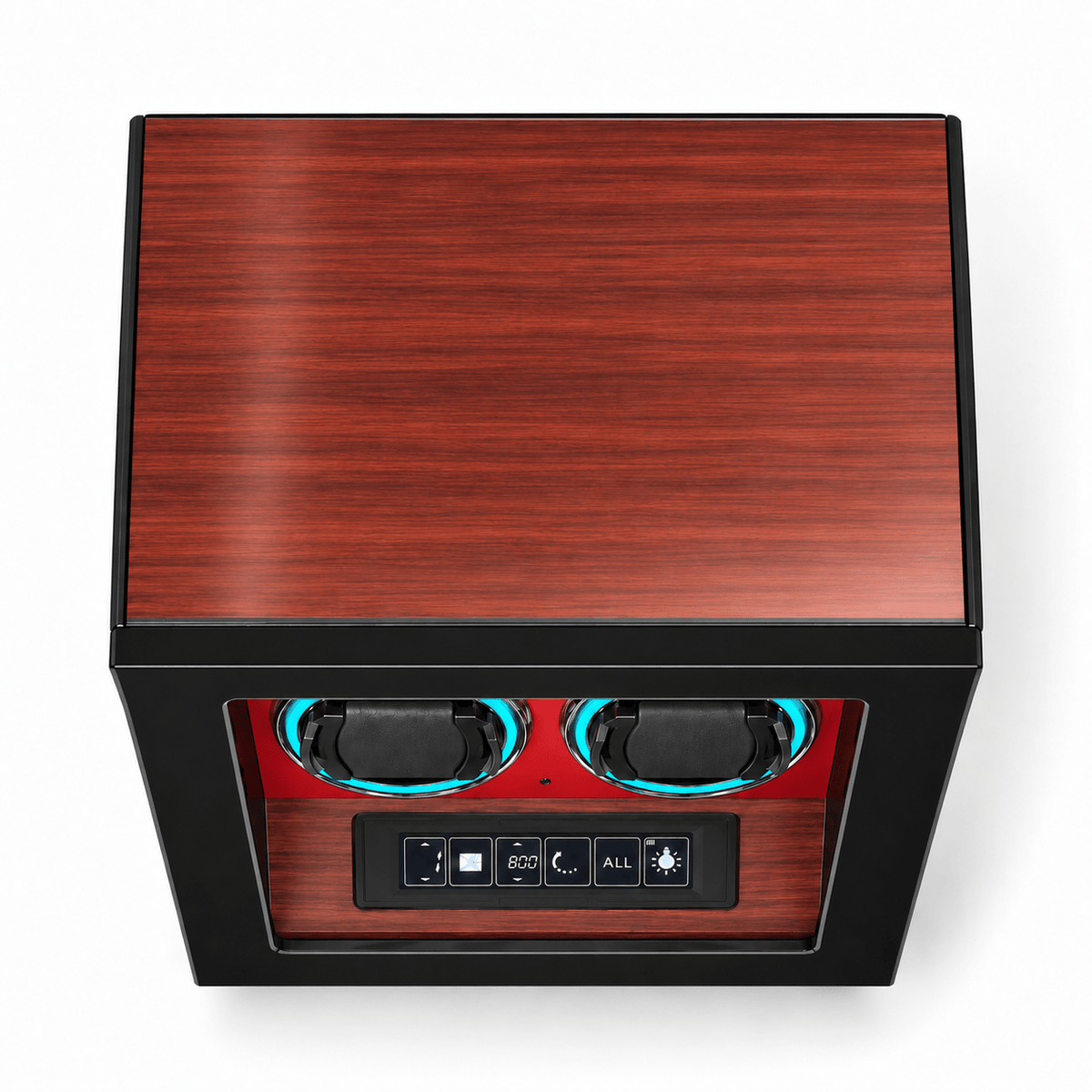 The Time Foundry 2 Slot Watch Winder for Automatic Watches, Rosewood with Red Interior