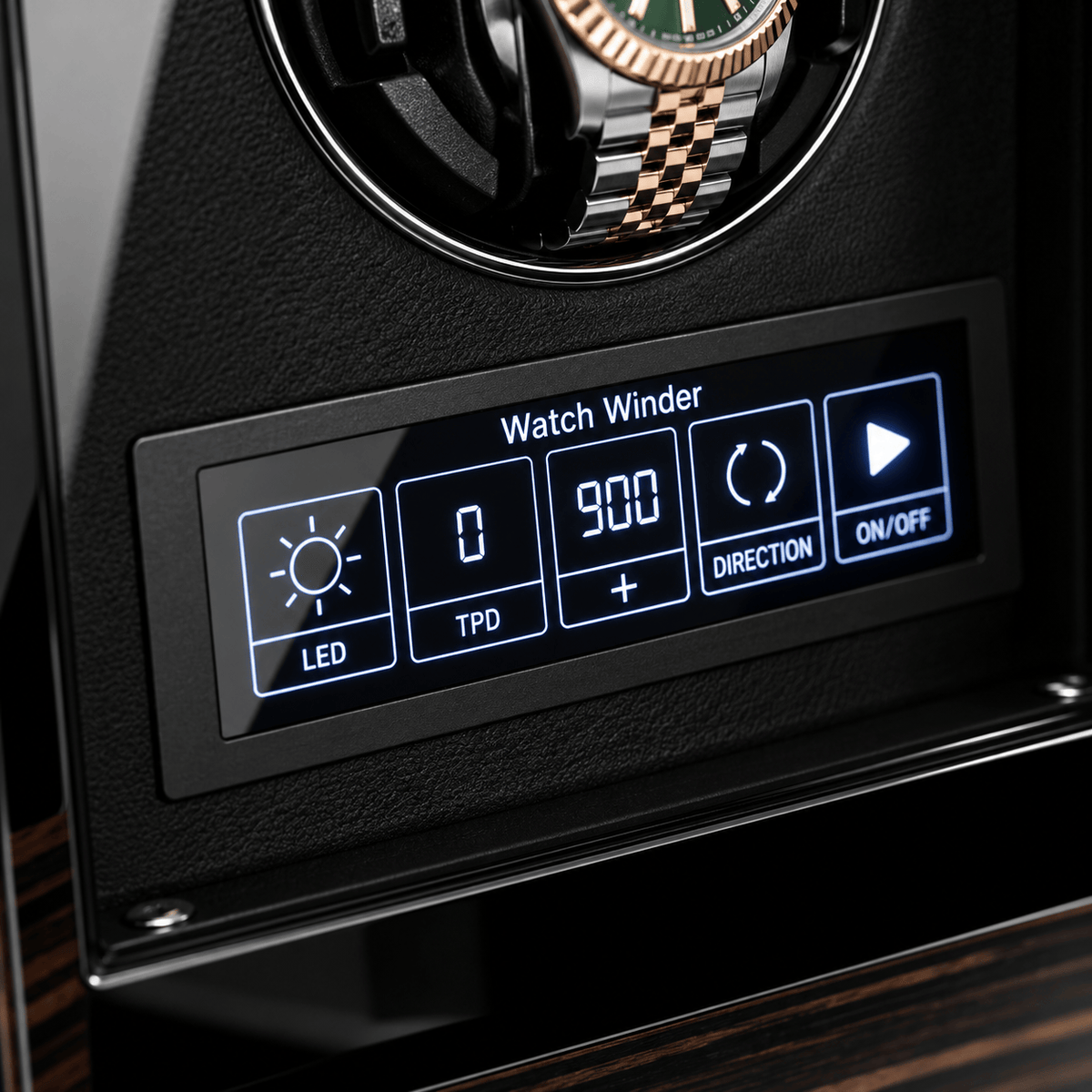 The Time Foundry 2 Slot Watch Winder for Automatic Watches, Wood Grain, Adjustable TPD