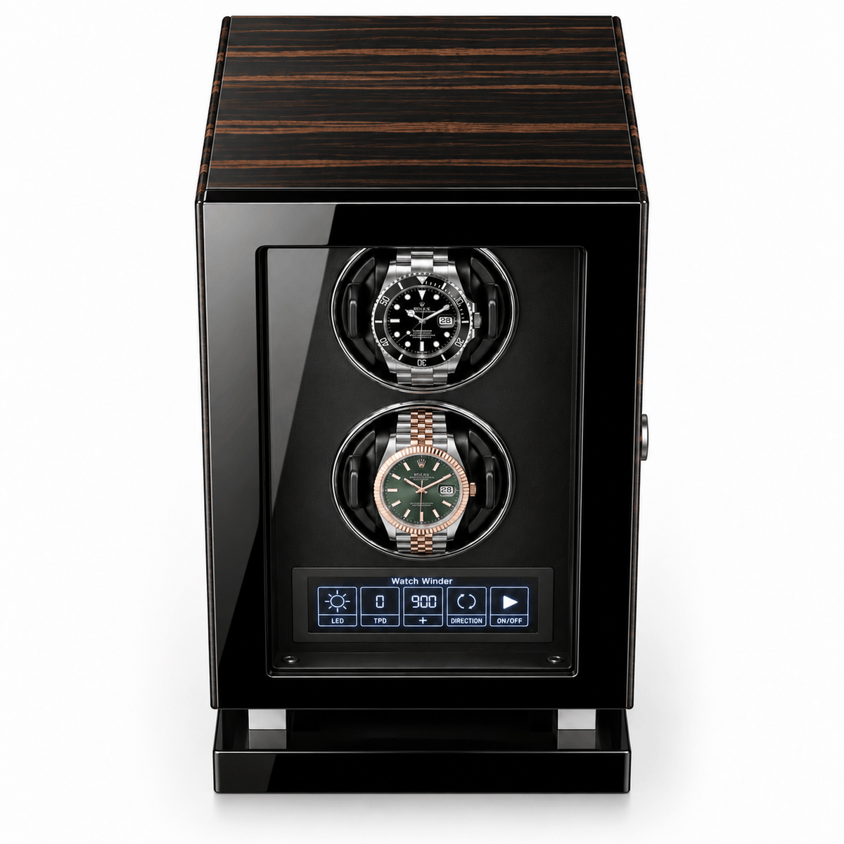 The Time Foundry 2 Slot Watch Winder for Automatic Watches, Wood Grain, Adjustable TPD