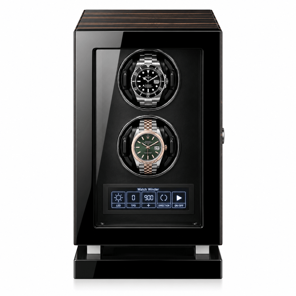 The Time Foundry 2 Slot Watch Winder for Automatic Watches, Wood Grain, Adjustable TPD