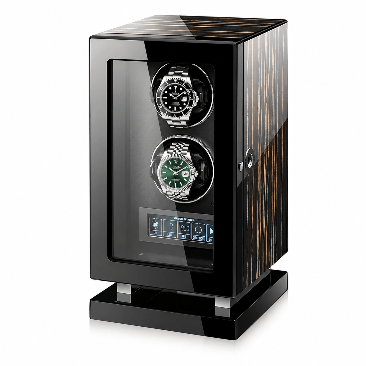 The Time Foundry 2 Slot Watch Winder for Automatic Watches, Wood Grain, Adjustable TPD Image