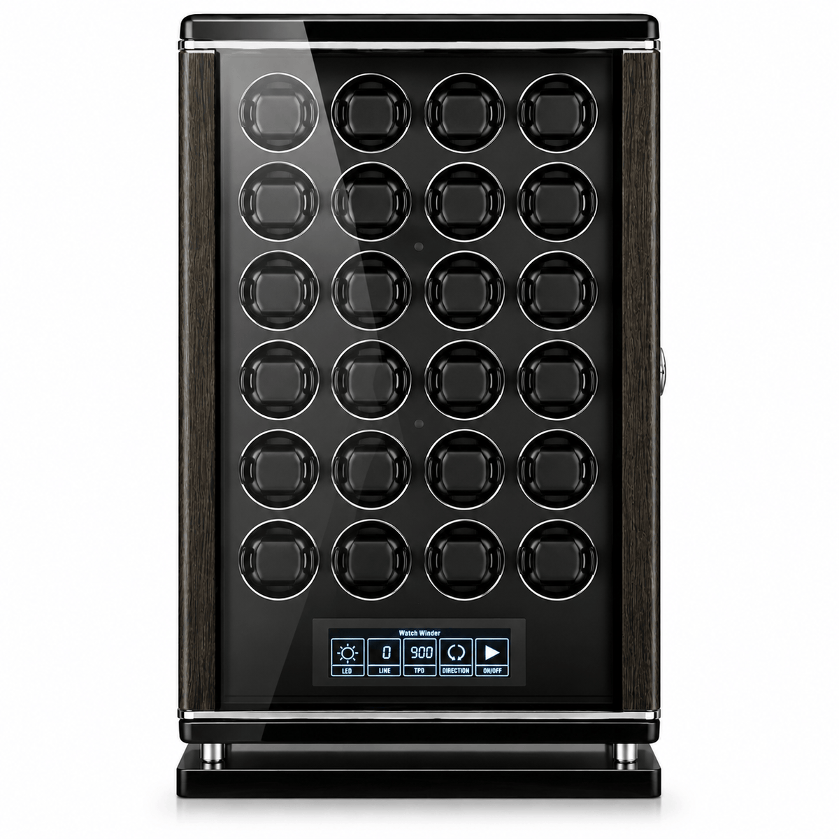 The Time Foundry 24 Slot Watch Winder for Automatic Watches, Piano Black, Japanese Motor