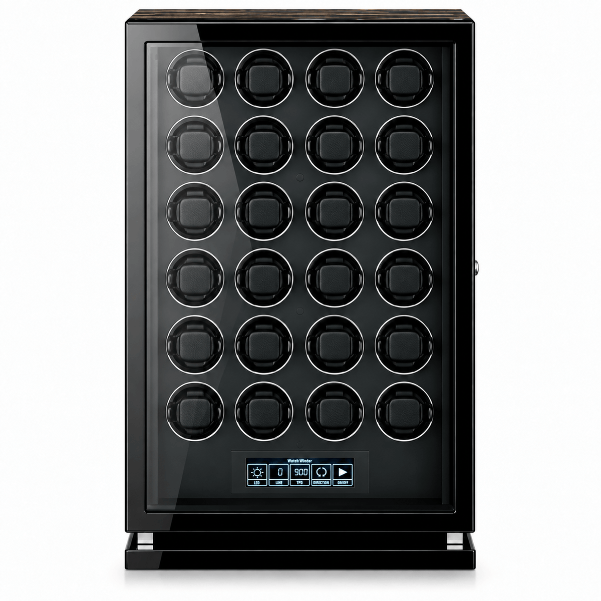 The Time Foundry 24 Slot Watch Winder for Automatic Watches, Wood Grain, Adjustable TPD