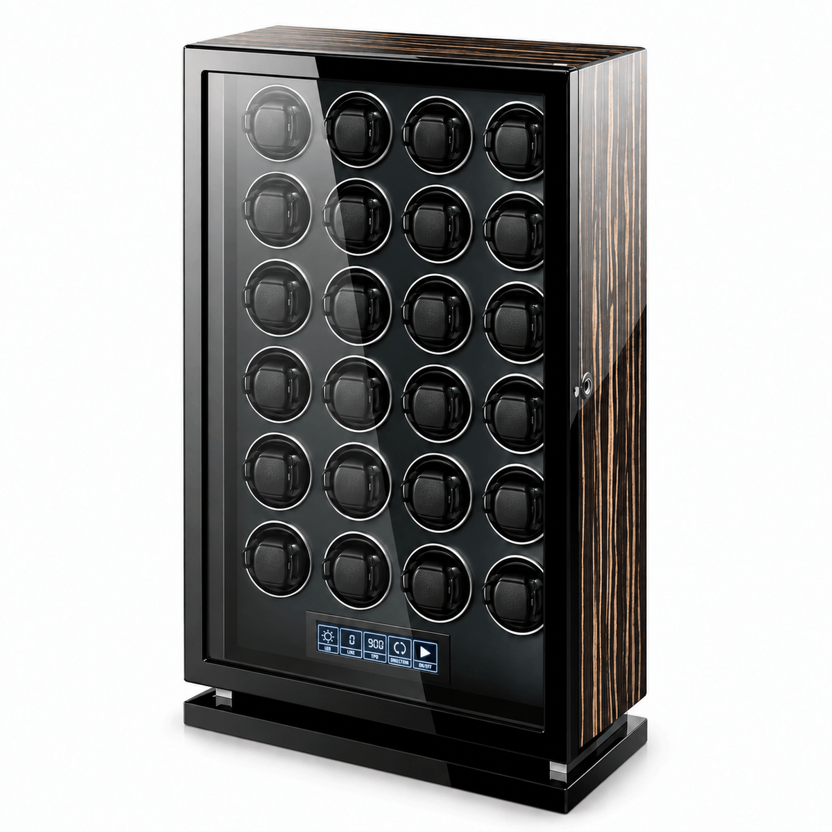 The Time Foundry 24 Slot Watch Winder for Automatic Watches, Wood Grain, Adjustable TPD
