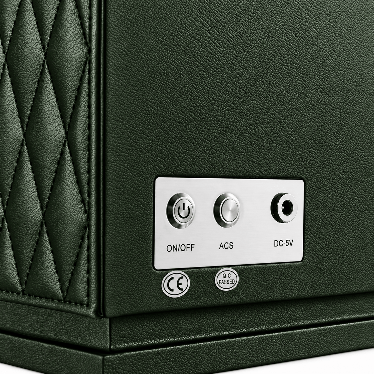 The Time Foundry 3 Slot Watch Winder for Automatic Watches, Green Leather, 12-Point Motor