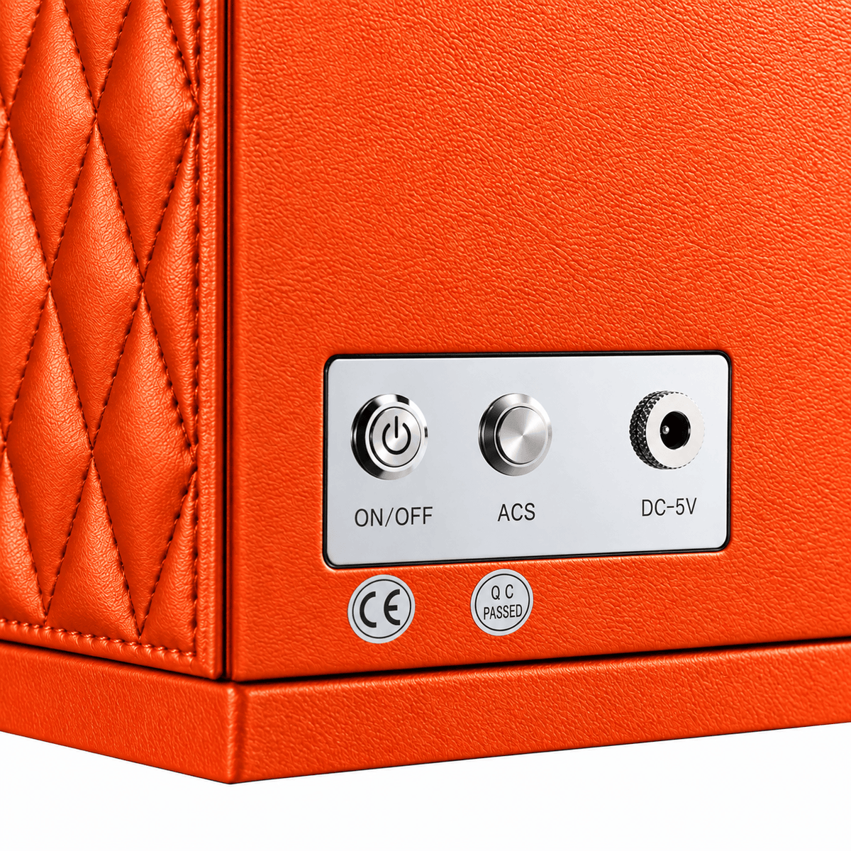 The Time Foundry 3 Slot Watch Winder for Automatic Watches, Orange Leather, 12-Point Motor