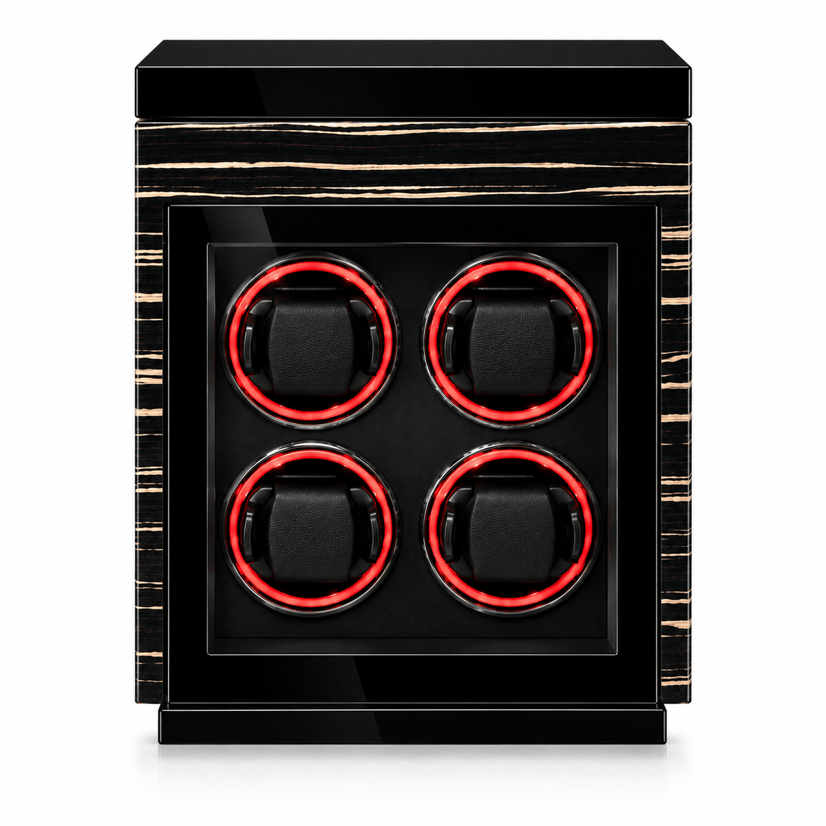 The Time Foundry 4 Slot Watch Winder for Automatic Watches, Ebony, LED Accent Lighting