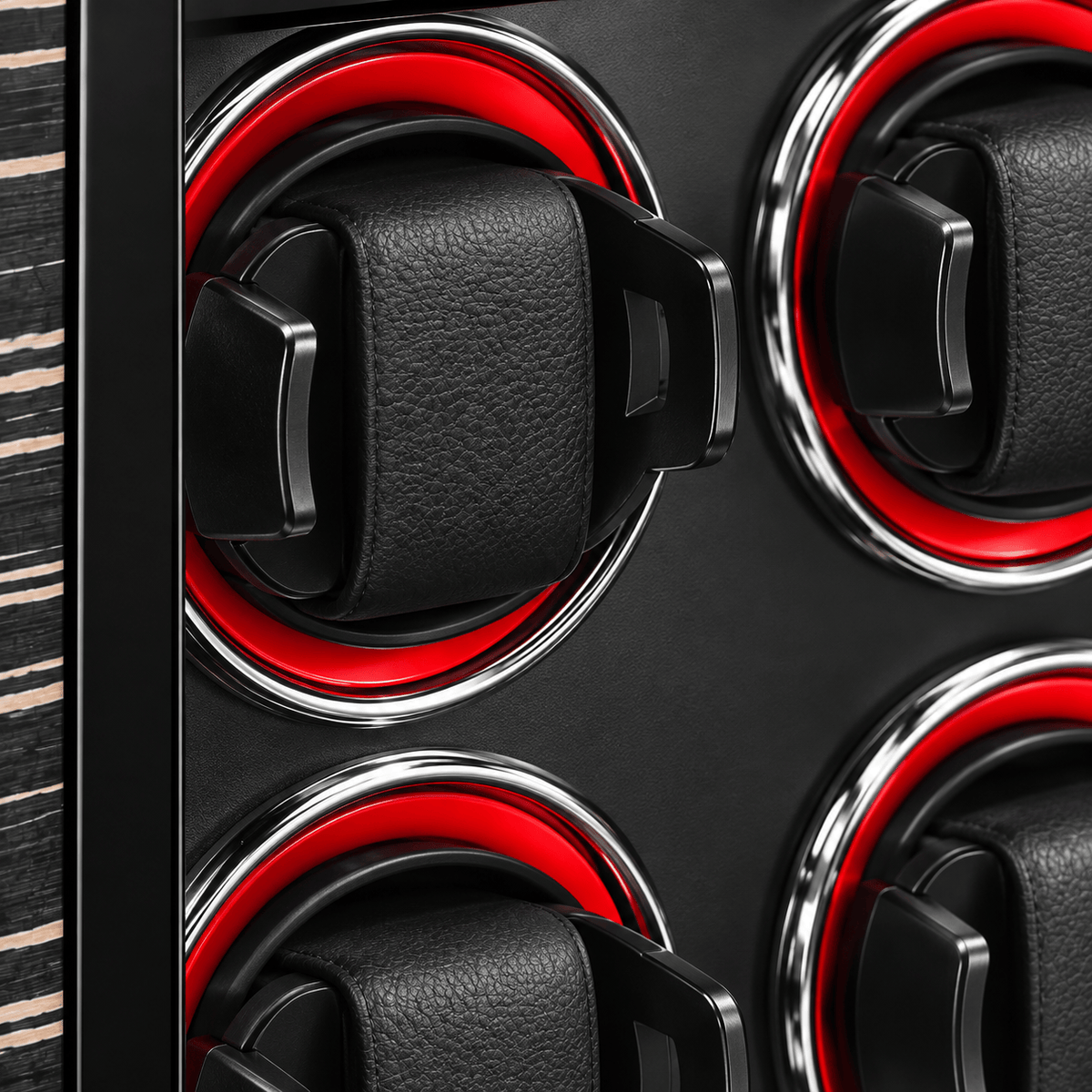 The Time Foundry 4 Slot Watch Winder for Automatic Watches, Ebony, LED Accent Lighting
