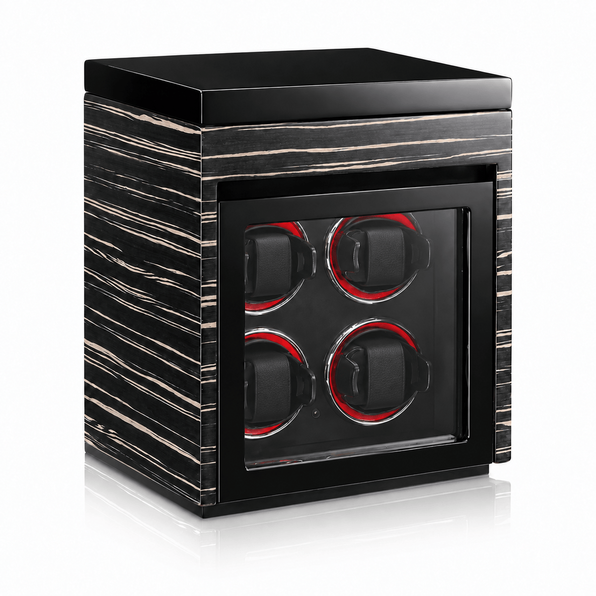 The Time Foundry 4 Slot Watch Winder for Automatic Watches, Ebony, LED Accent Lighting