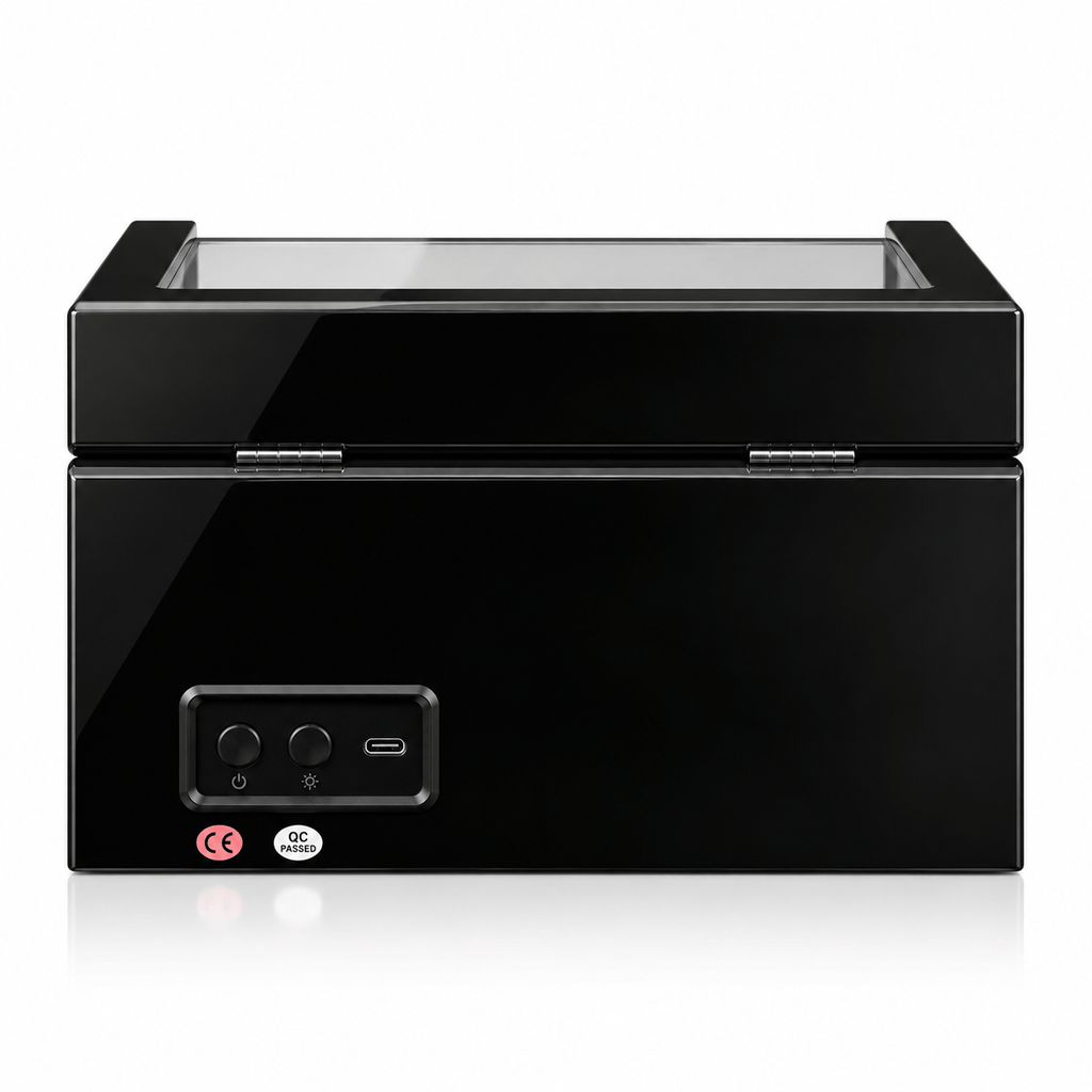 The Time Foundry 4 Slot Watch Winder for Automatic Watches, Piano Black, Bidirectional