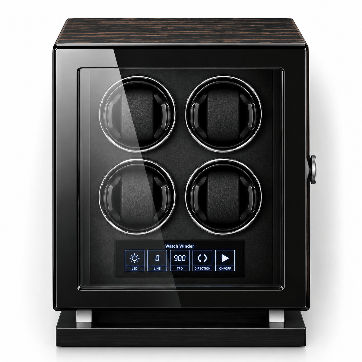 The Time Foundry 4 Slot Watch Winder for Automatic Watches, Wood Grain, Adjustable TPD