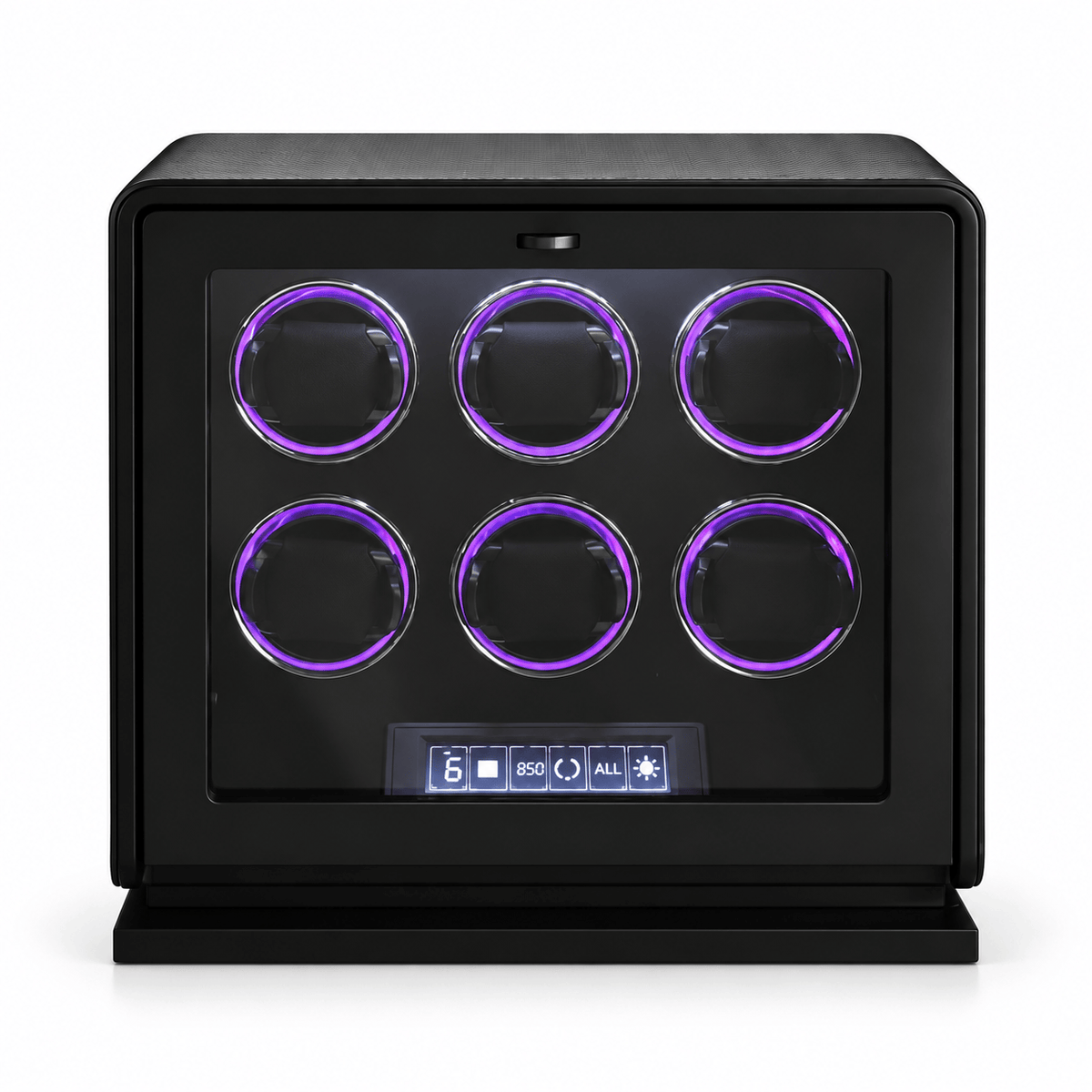 The Time Foundry 6 Slot Watch Winder for Automatic Watches, Leather, 12-Point Motor