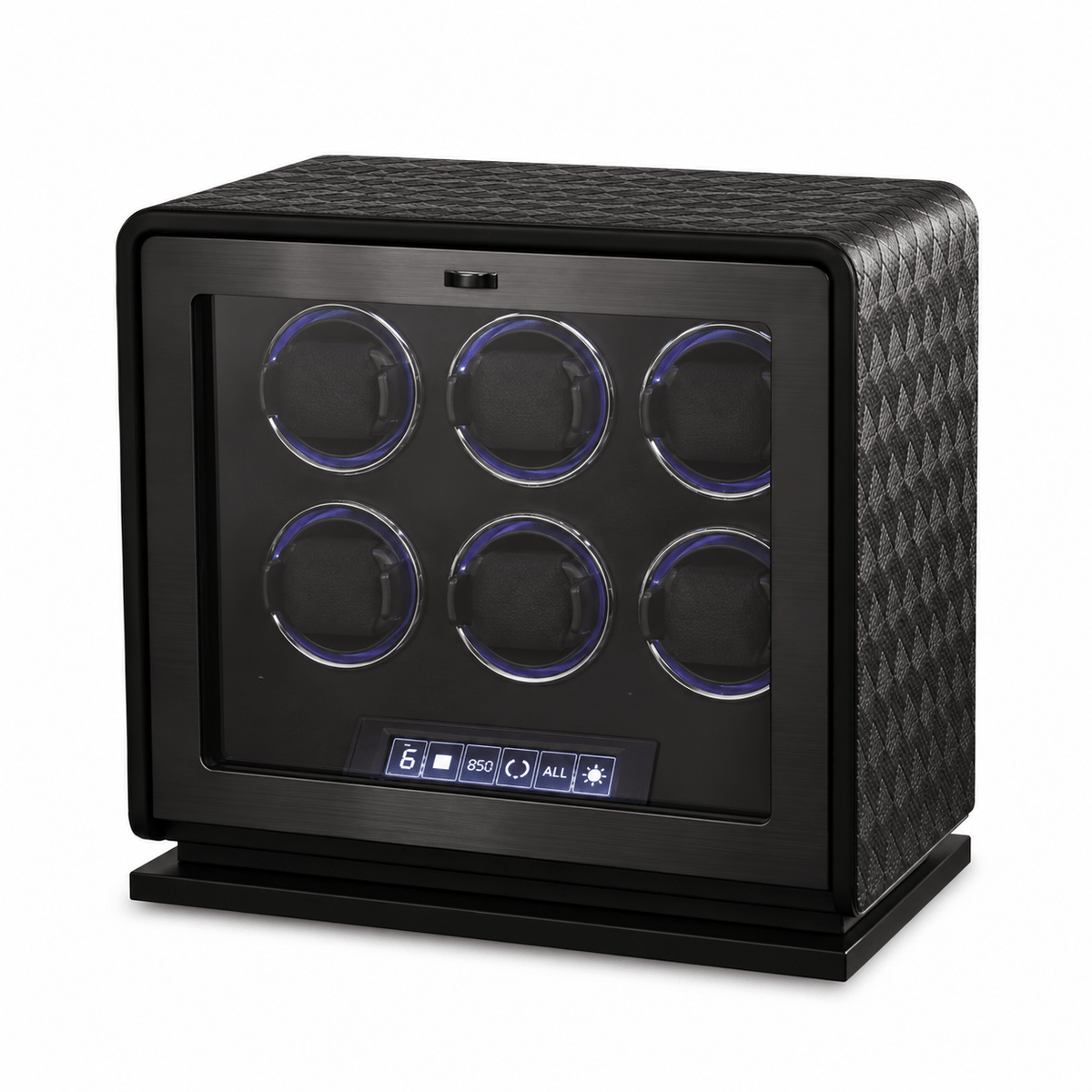 The Time Foundry 6 Slot Watch Winder for Automatic Watches, Leather, 12-Point Motor