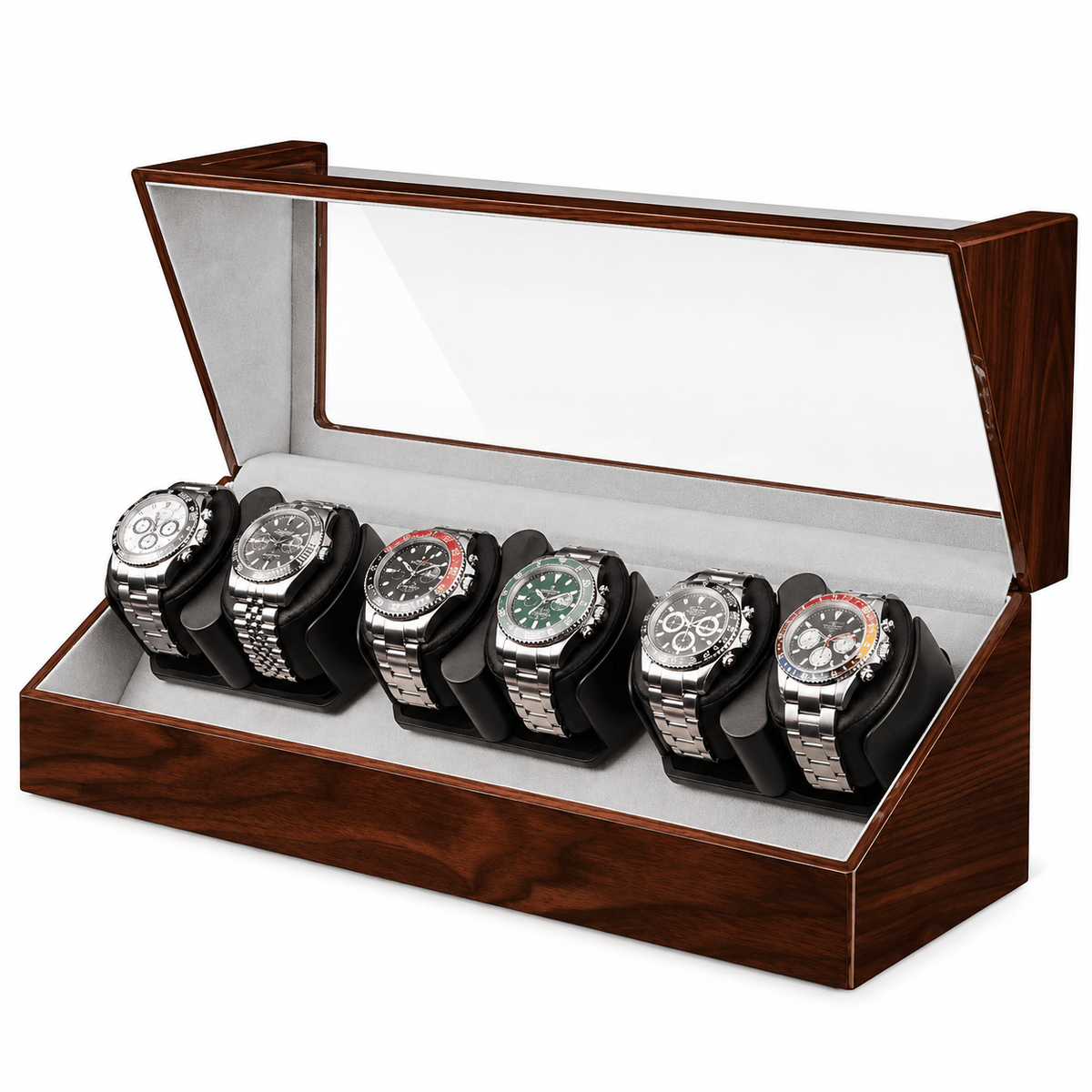 The Time Foundry 6 Slot Watch Winder for Automatic Watches, Rosewood, Bidirectional