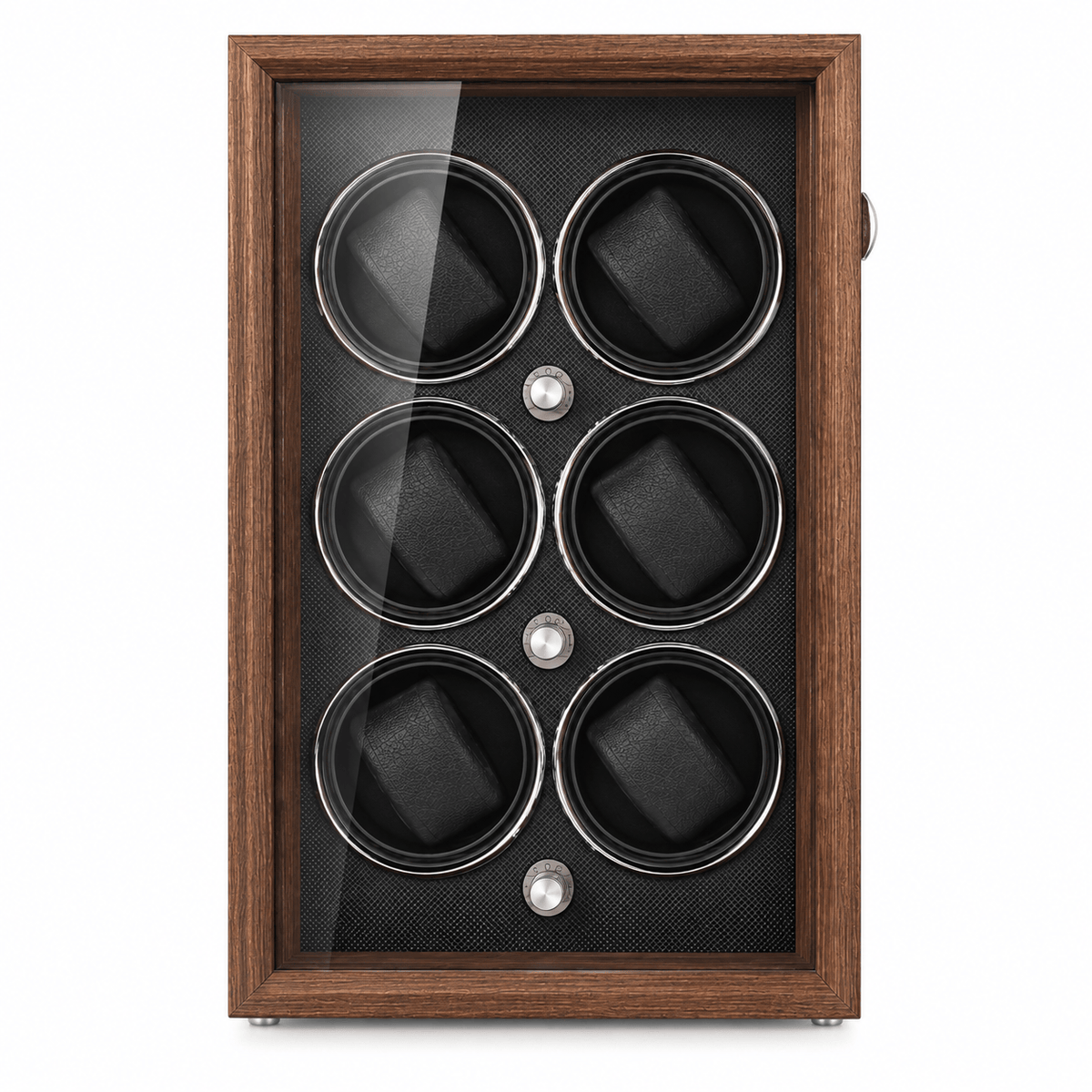 The Time Foundry 6 Slot Watch Winder for Automatic Watches, Wood Grain, 4 Rotation Modes Image