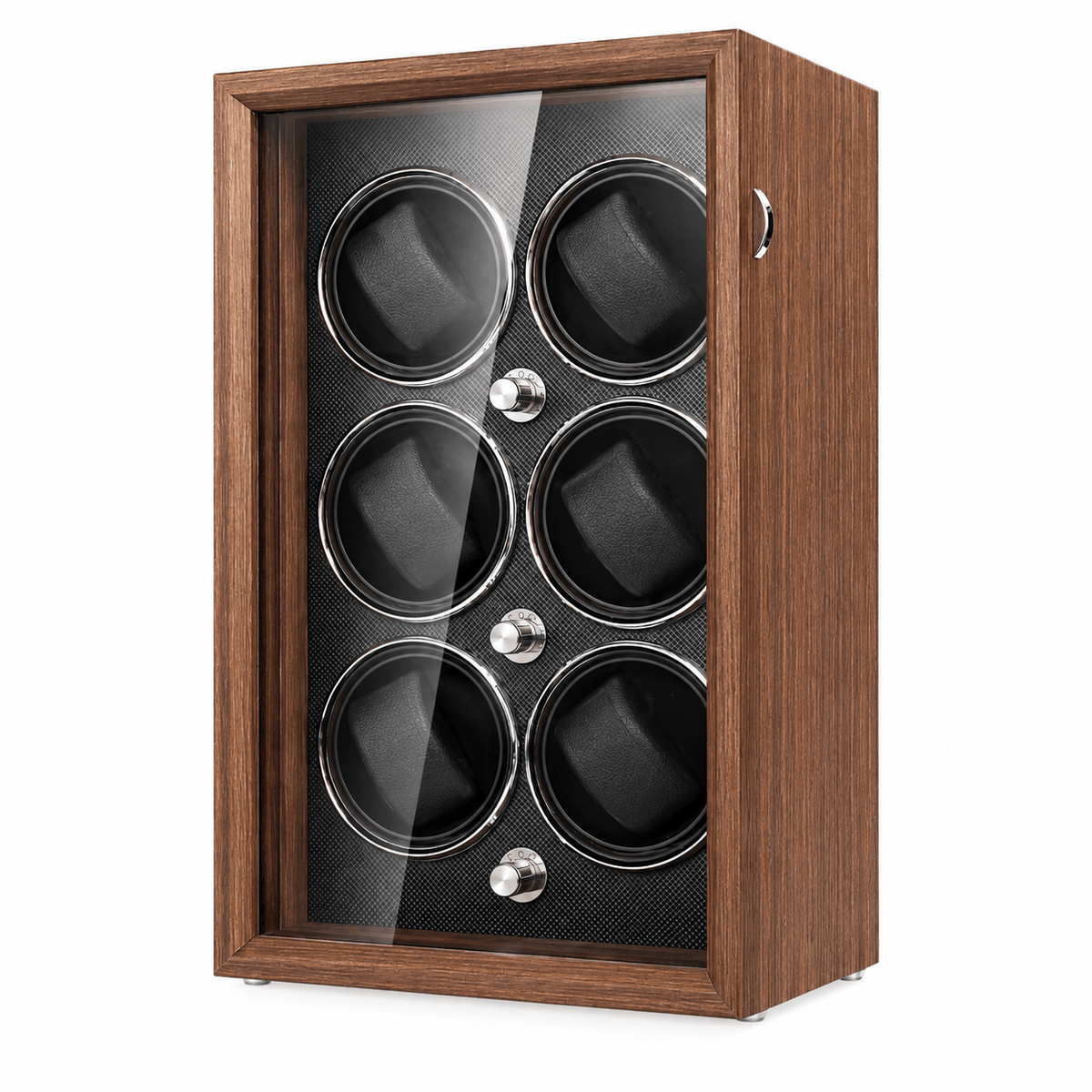 The Time Foundry 6 Slot Watch Winder for Automatic Watches, Wood Grain, 4 Rotation Modes