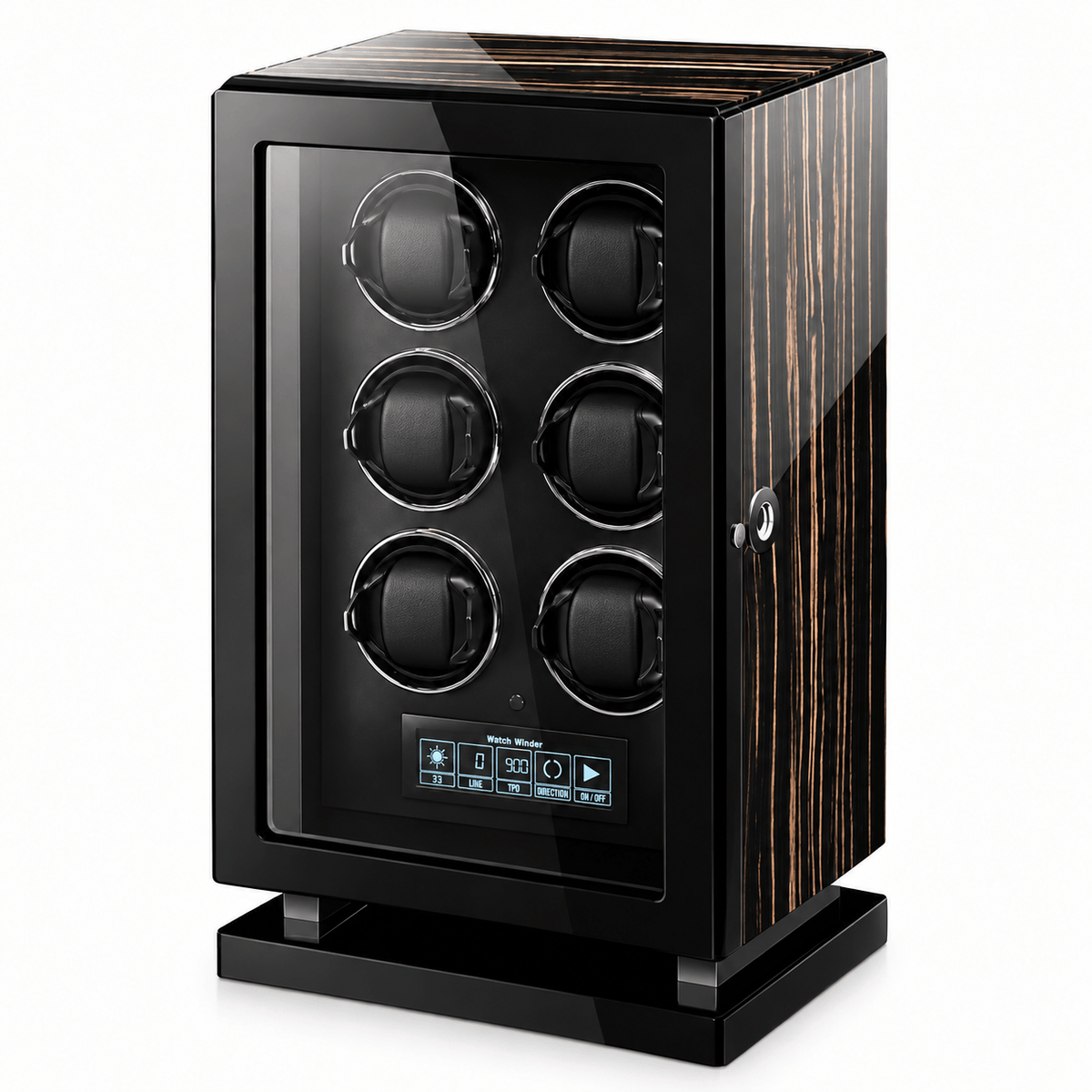 The Time Foundry 6 Slot Watch Winder for Automatic Watches, Wood Grain, Adjustable TPD