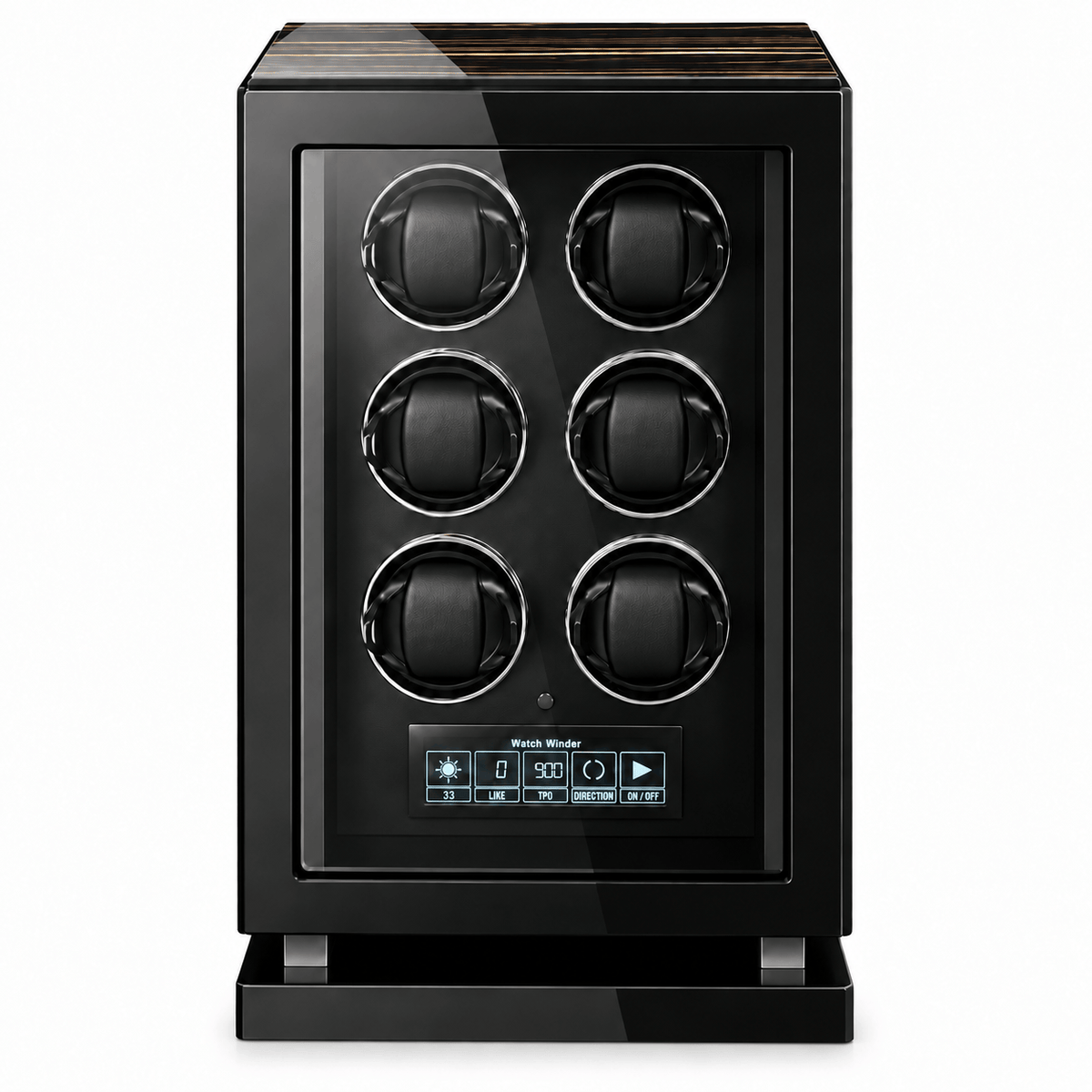 The Time Foundry 6 Slot Watch Winder for Automatic Watches, Wood Grain, Adjustable TPD Image