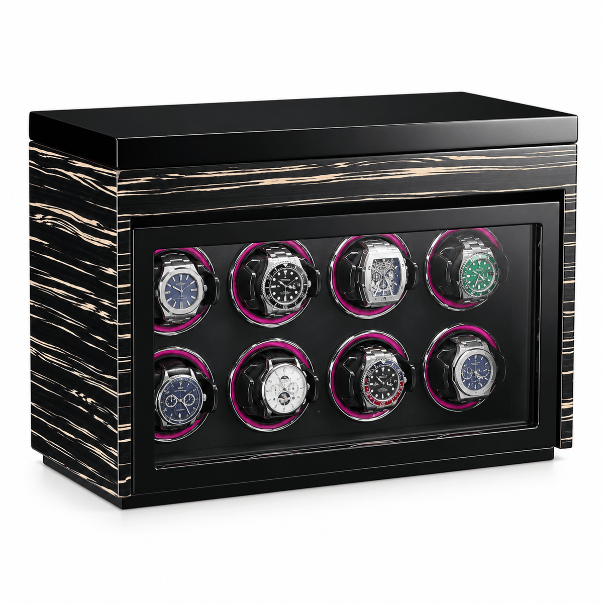 The Time Foundry 8 Slot Watch Winder for Automatic Watches, Ebony, Touch Control Panel