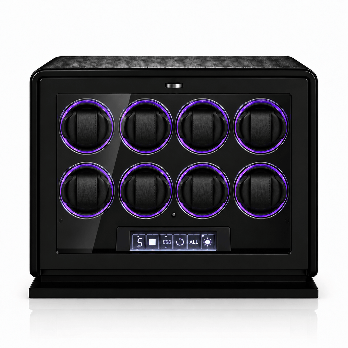 The Time Foundry 8 Slot Watch Winder for Automatic Watches, Leather, 12-Point Motor